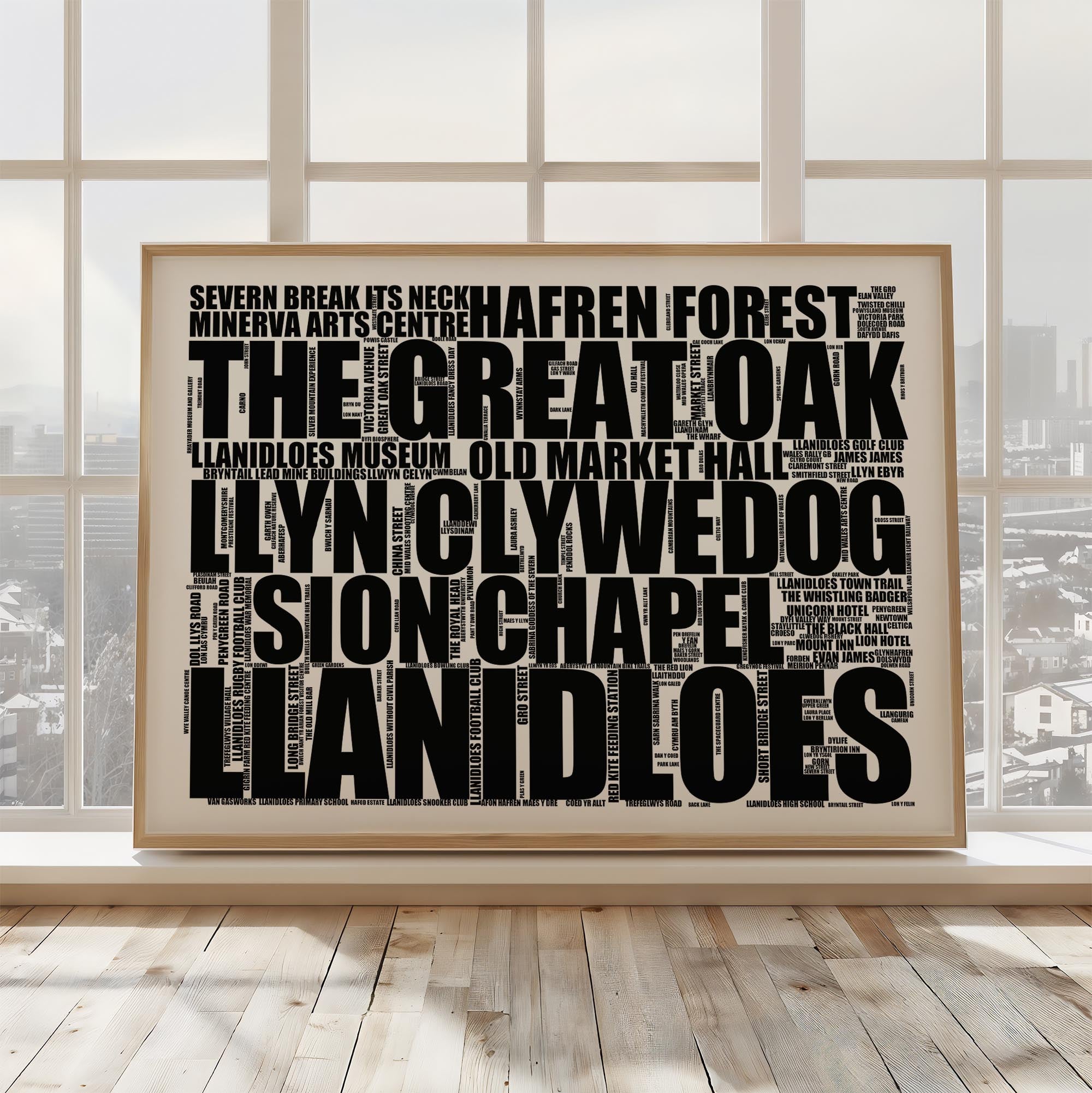 Llanidloes - Premium Typographic Word Cloud Prints, Posters & Gifts