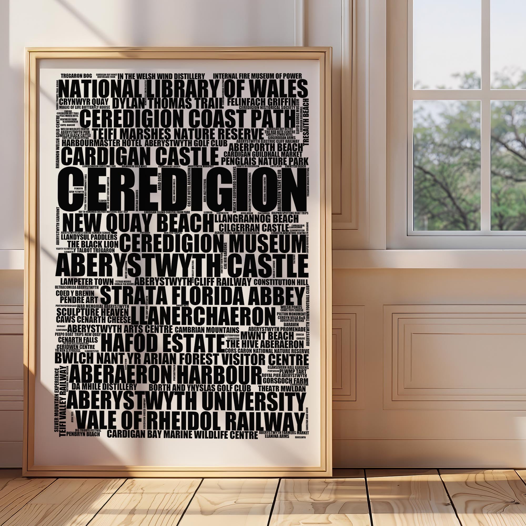 Ceredigion - Premium Typographic Word Cloud Prints, Posters & Gifts