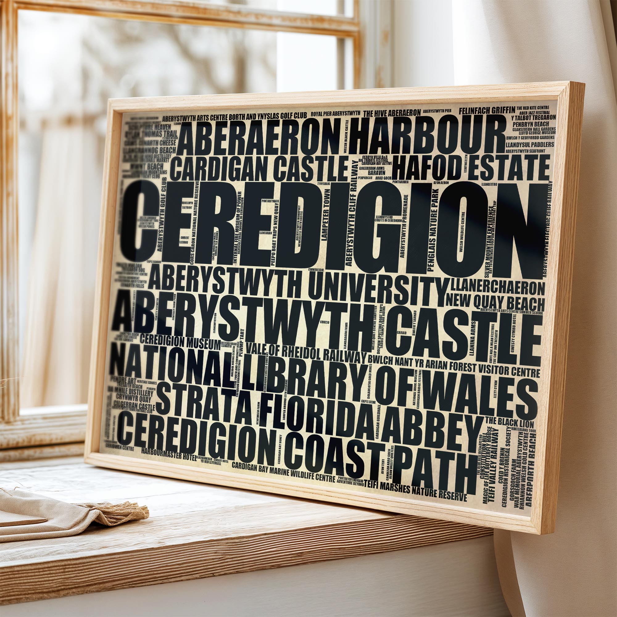 Ceredigion - Premium Typographic Word Cloud Prints, Posters & Gifts