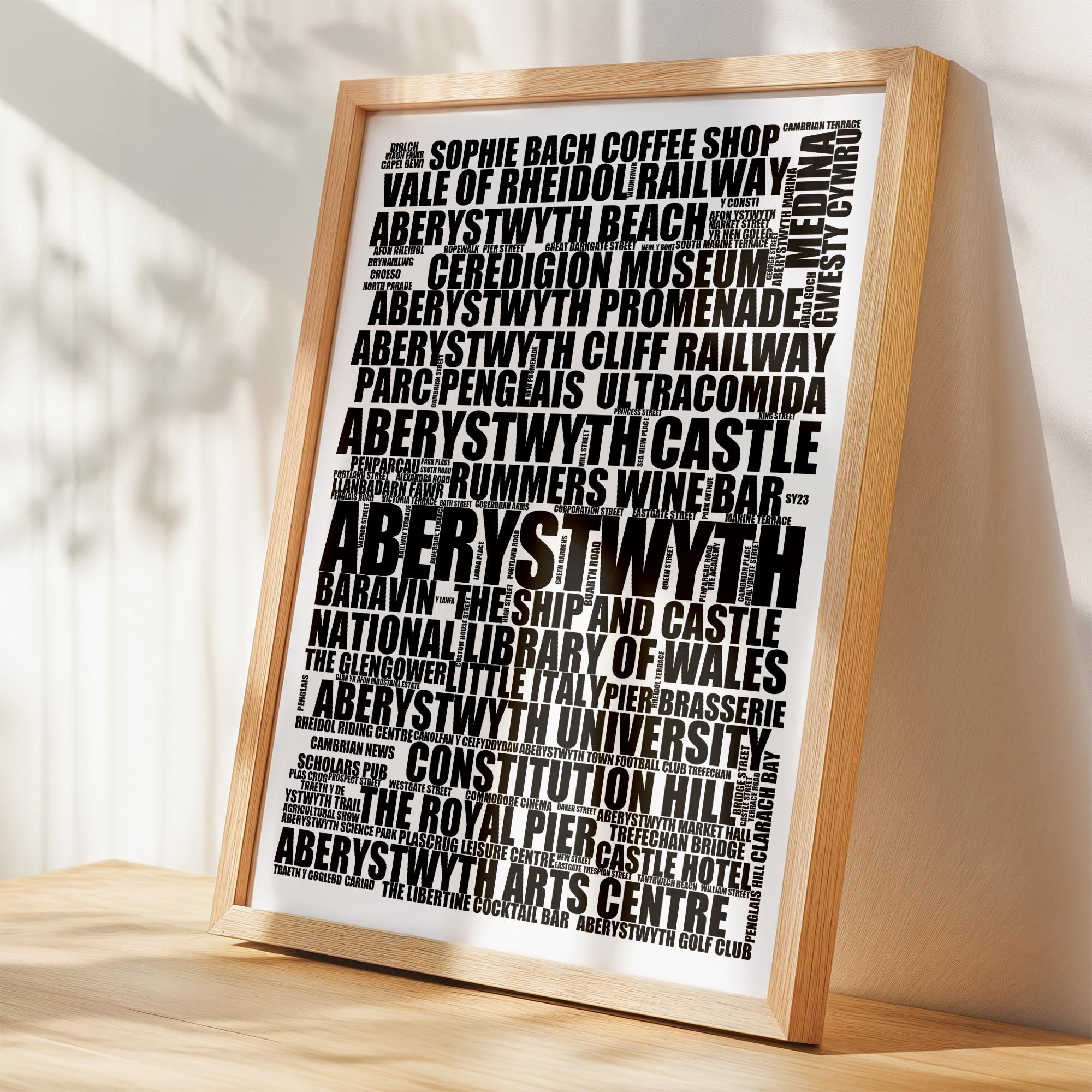 Aberystwyth - Premium Typographic Word Cloud Prints, Posters & Gifts