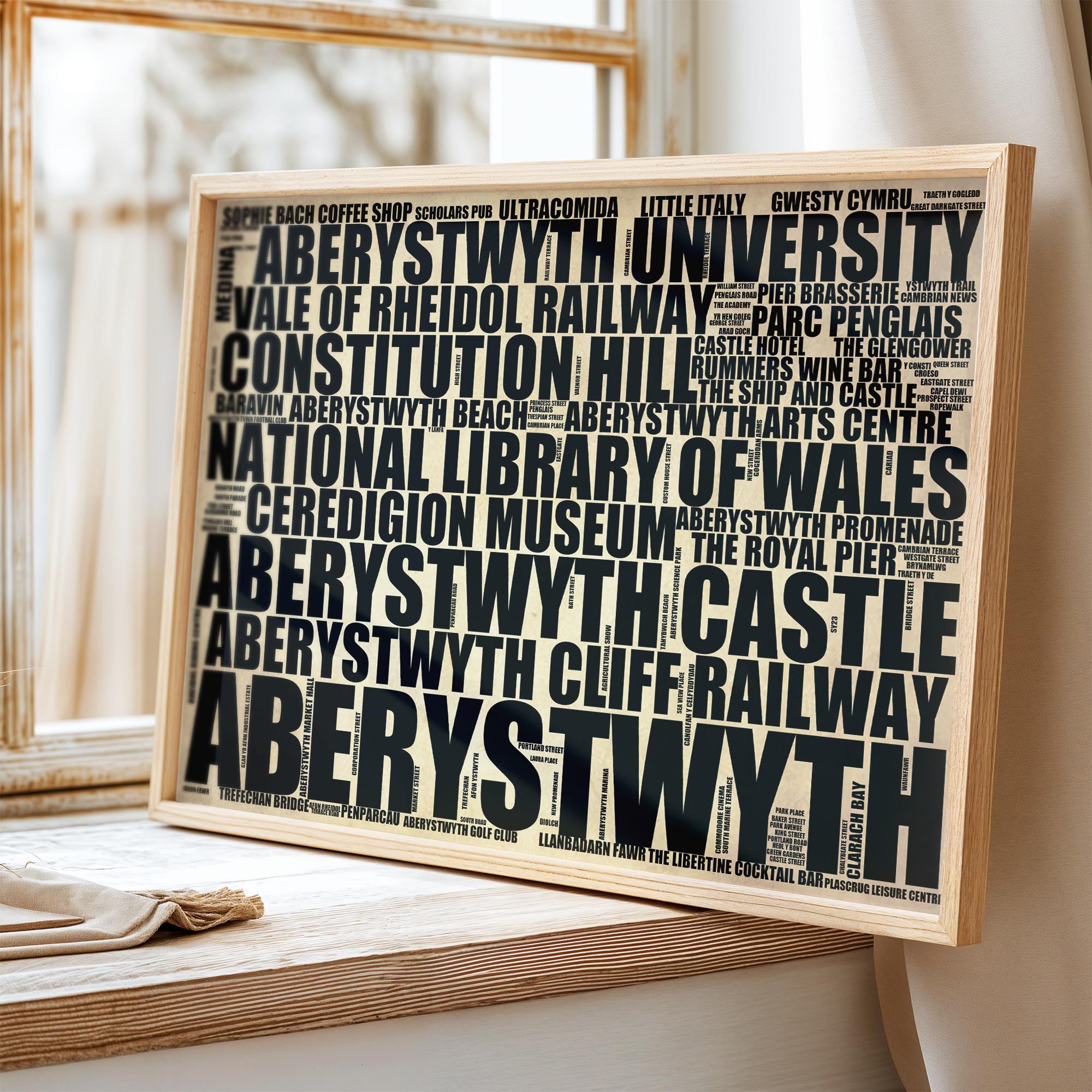 Aberystwyth - Premium Typographic Word Cloud Prints, Posters & Gifts