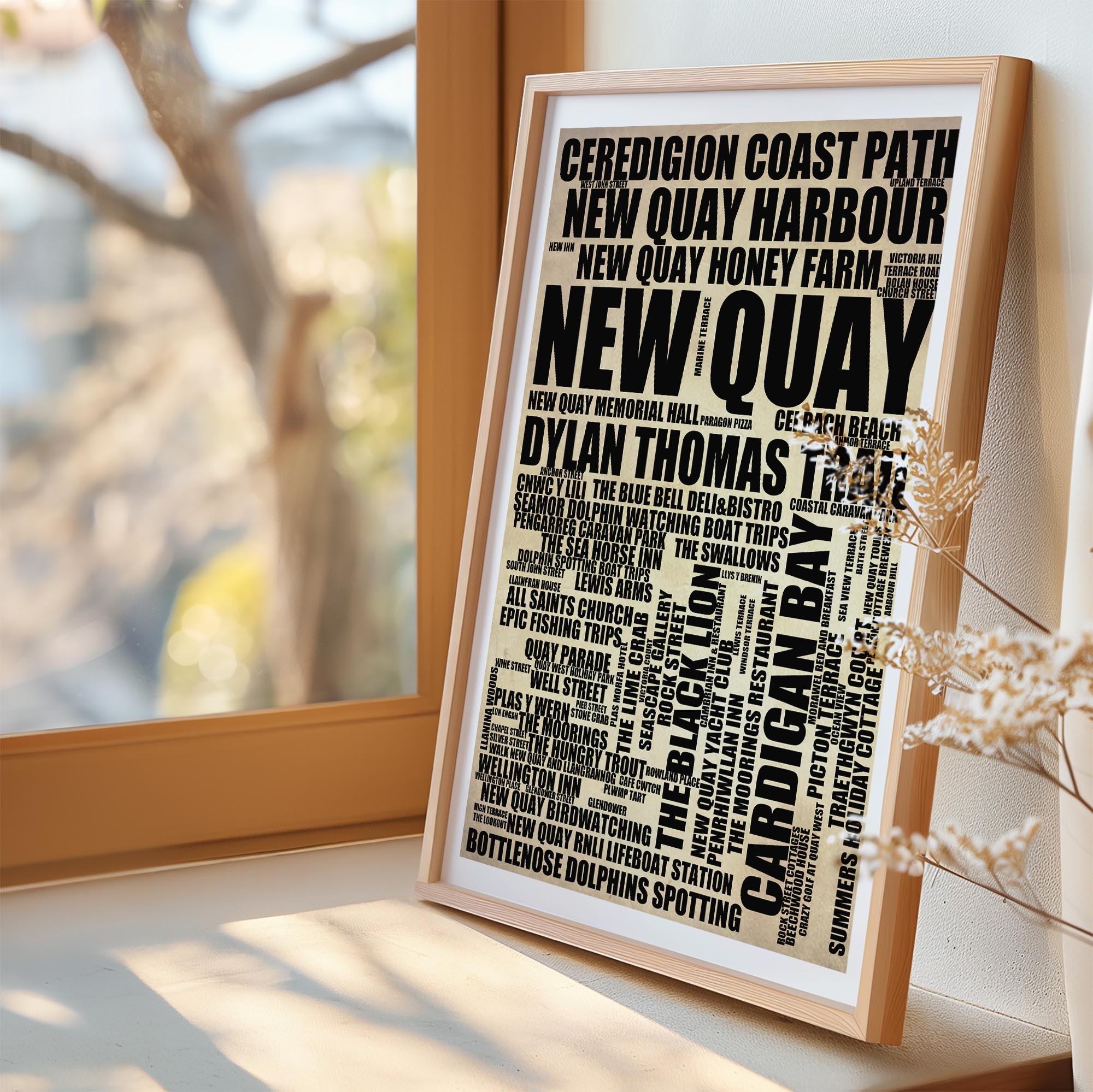 New Quay - Premium Typographic Word Cloud Prints, Posters & Gifts