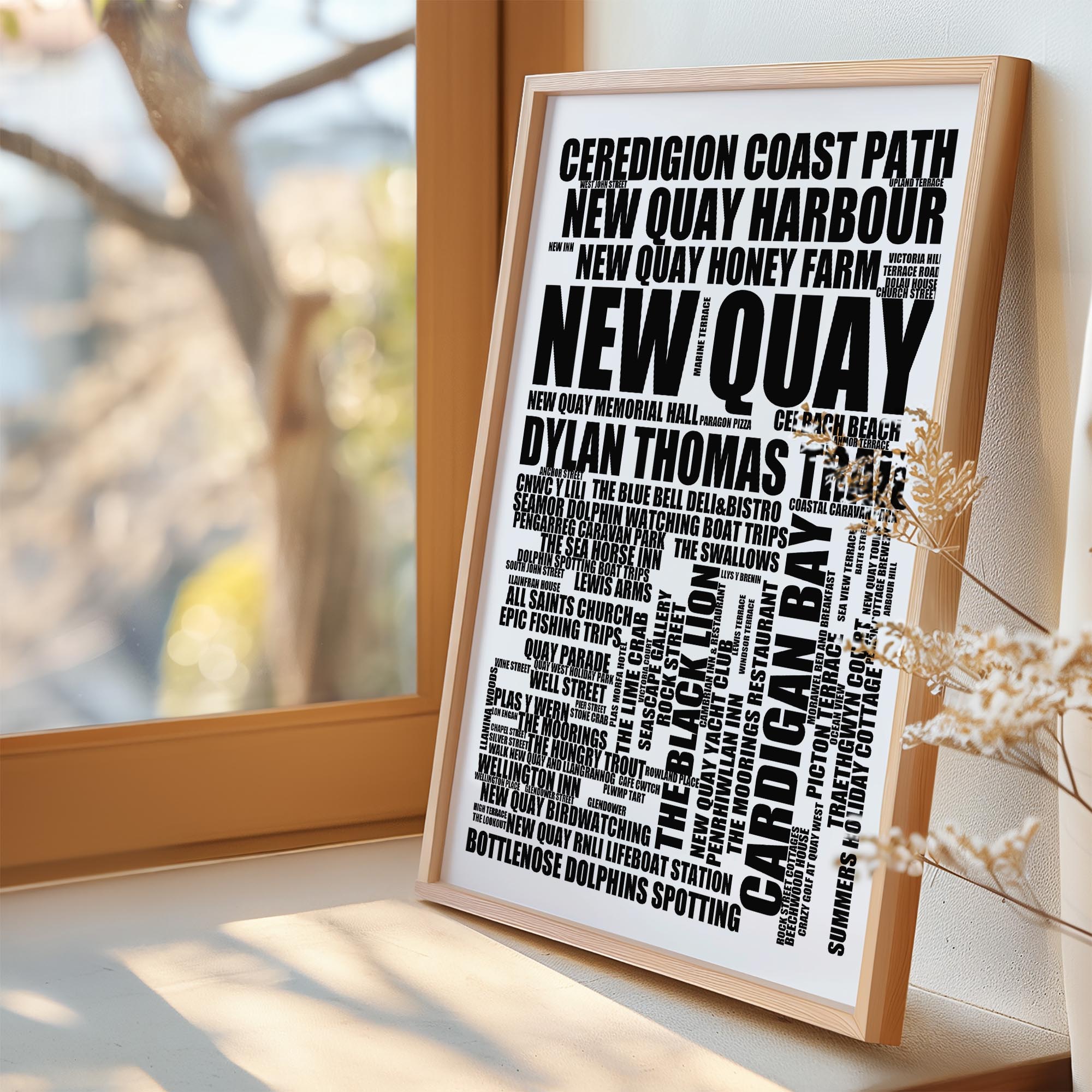 New Quay - Premium Typographic Word Cloud Prints, Posters & Gifts