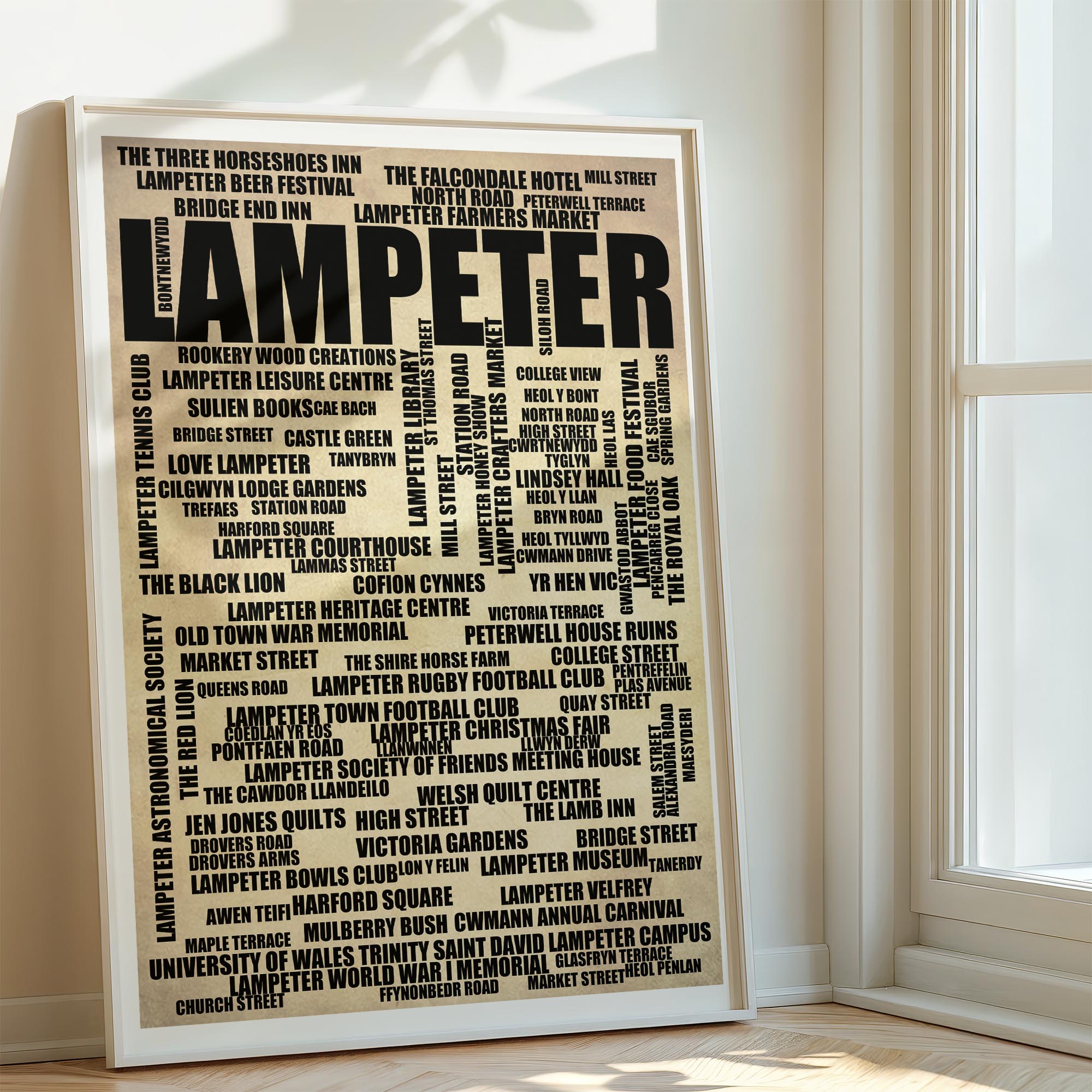 Lampeter - Premium Typographic Word Cloud Prints, Posters & Gifts