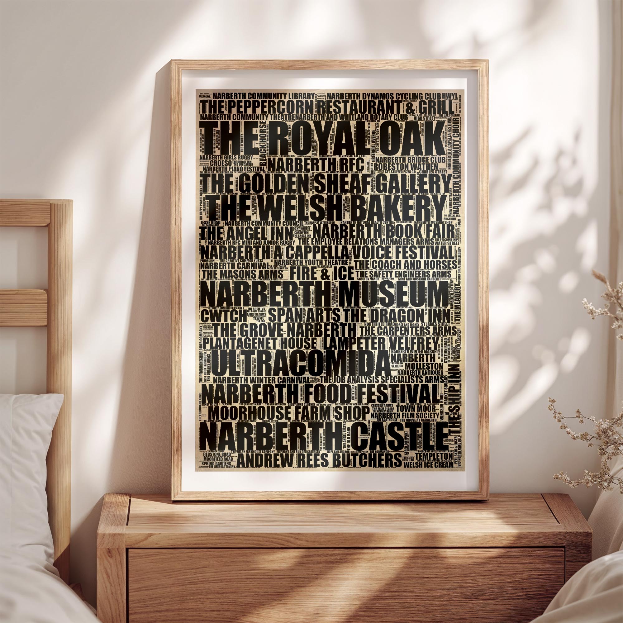 Narberth - Premium Typographic Word Cloud Prints, Posters & Gifts