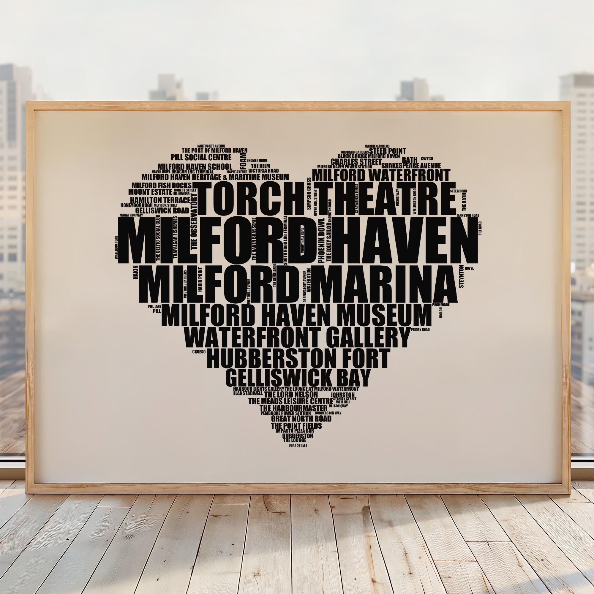 Milford Haven - Premium Typographic Word Cloud Prints, Posters & Gifts