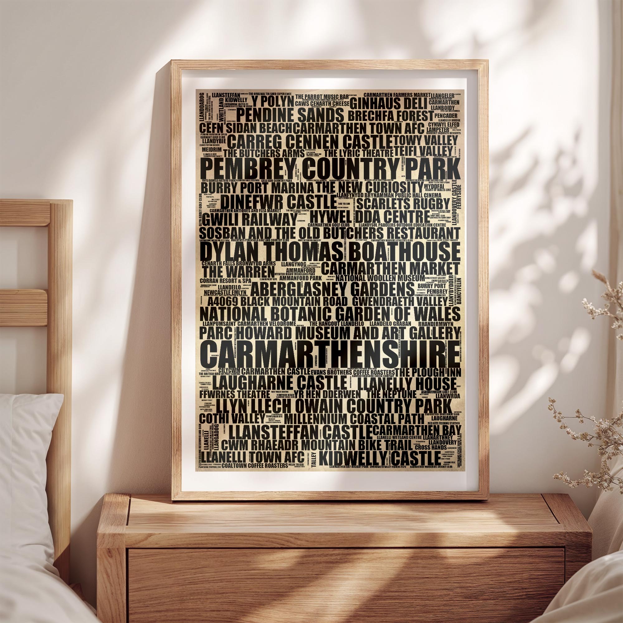 Carmarthenshire - Premium Typographic Word Cloud Prints, Posters & Gifts