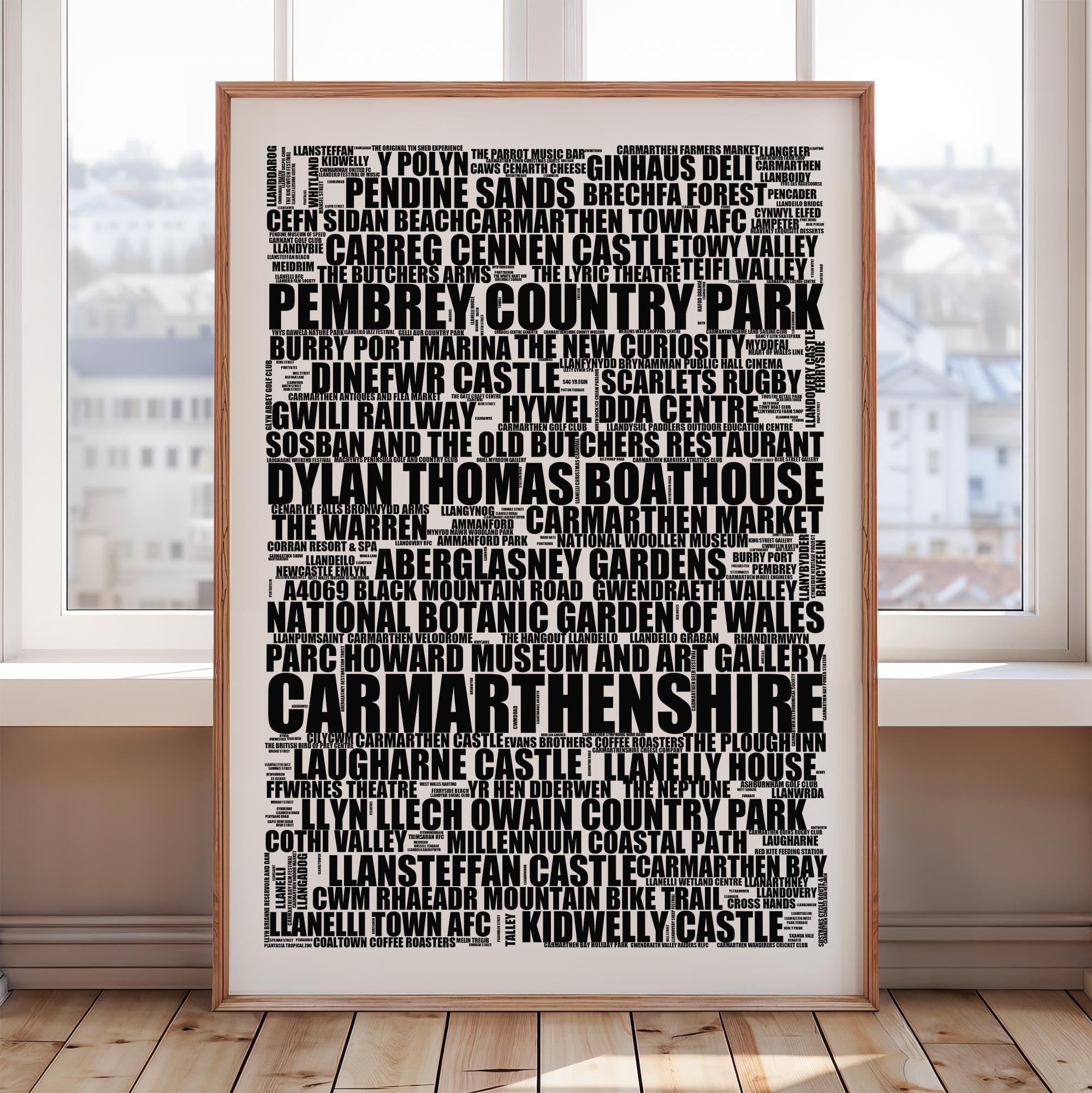 Carmarthenshire - Premium Typographic Word Cloud Prints, Posters & Gifts