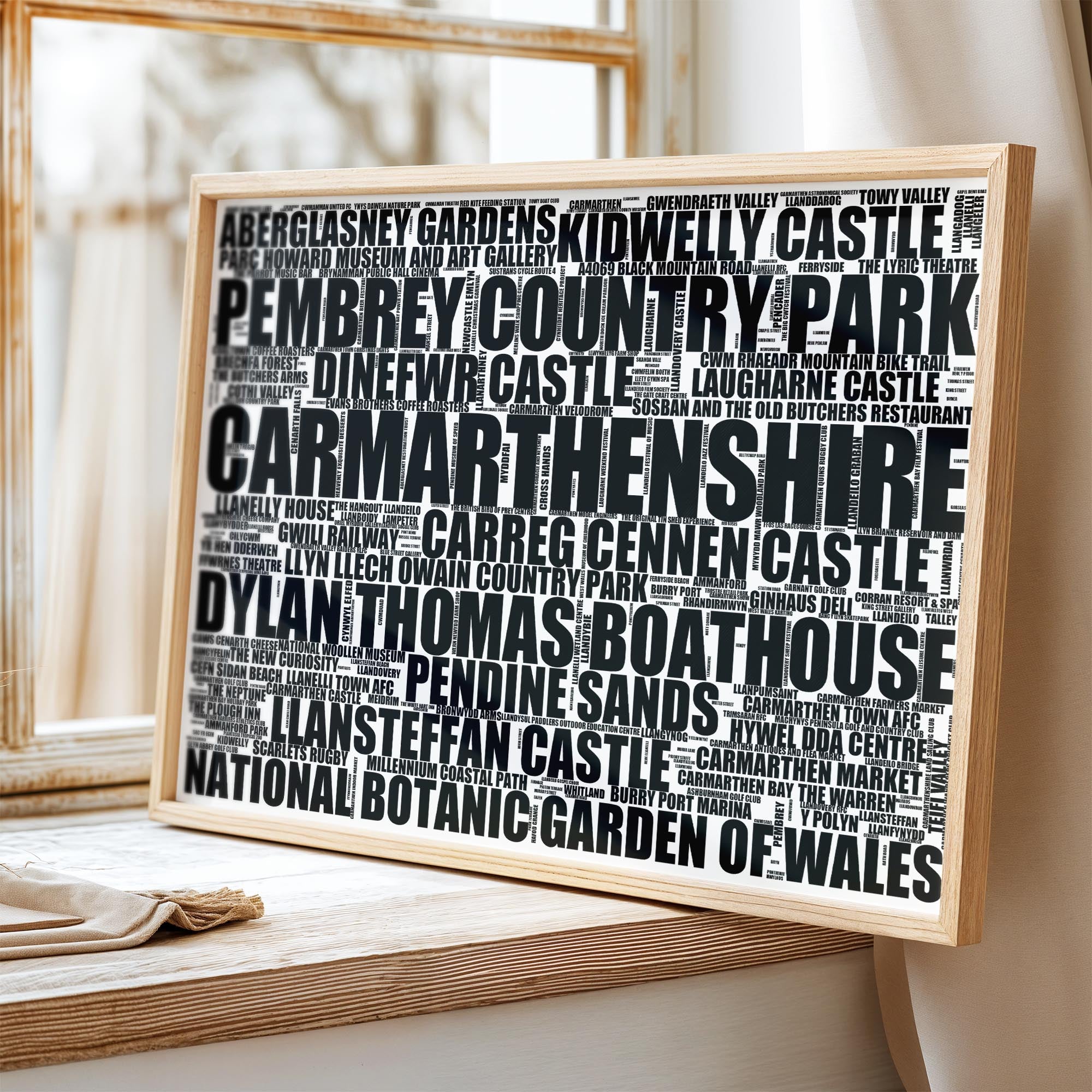 Carmarthenshire - Premium Typographic Word Cloud Prints, Posters & Gifts