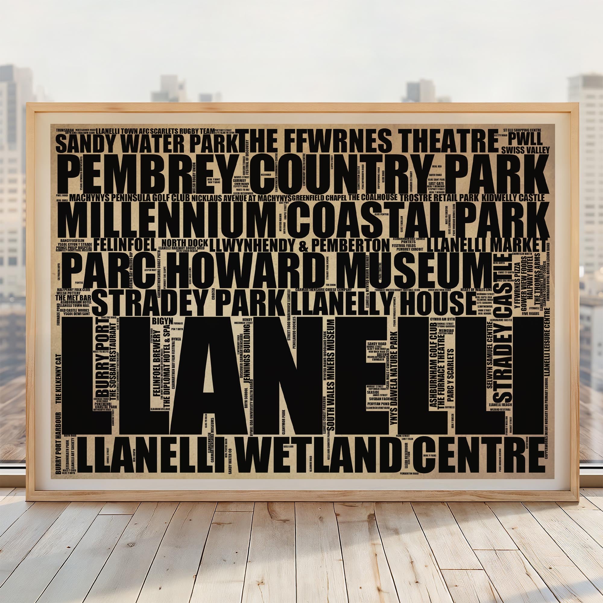 Llanelli - Premium Typographic Word Cloud Prints, Posters & Gifts