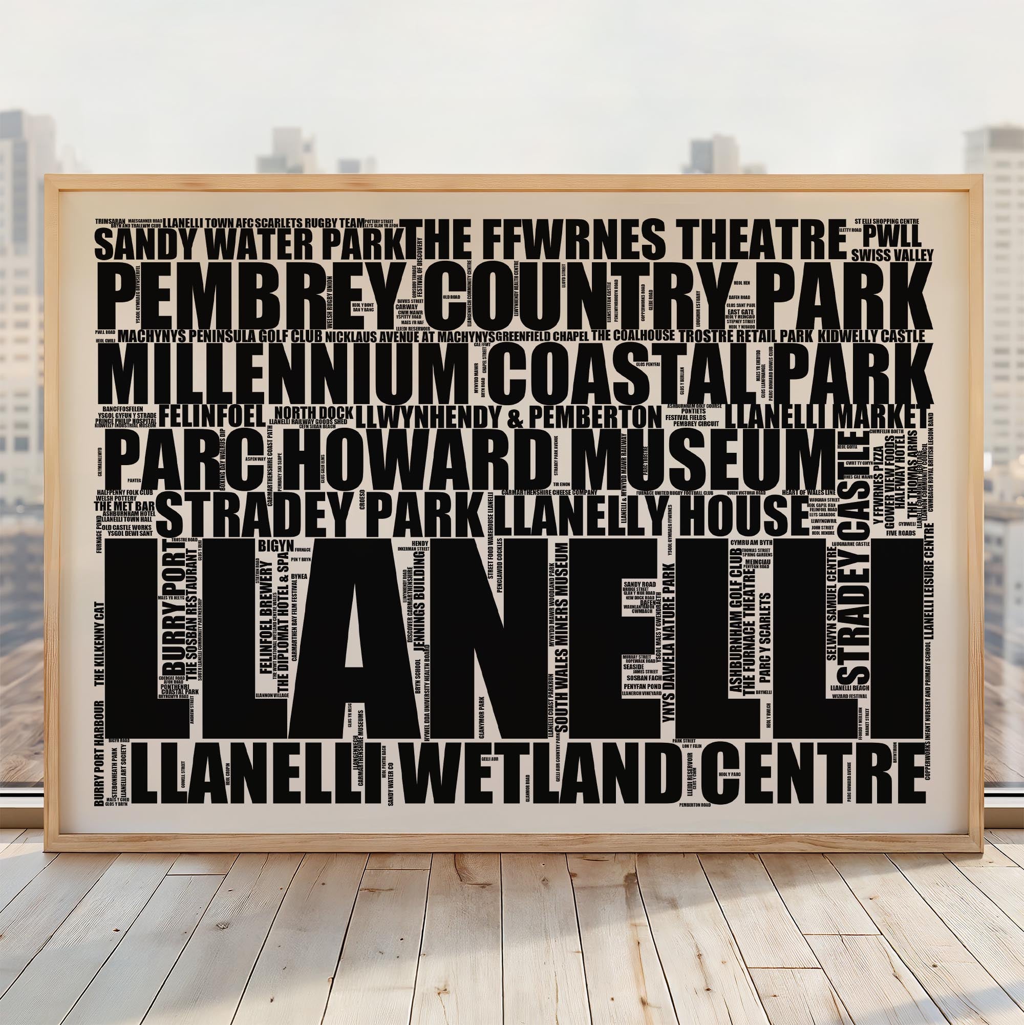Llanelli - Premium Typographic Word Cloud Prints, Posters & Gifts