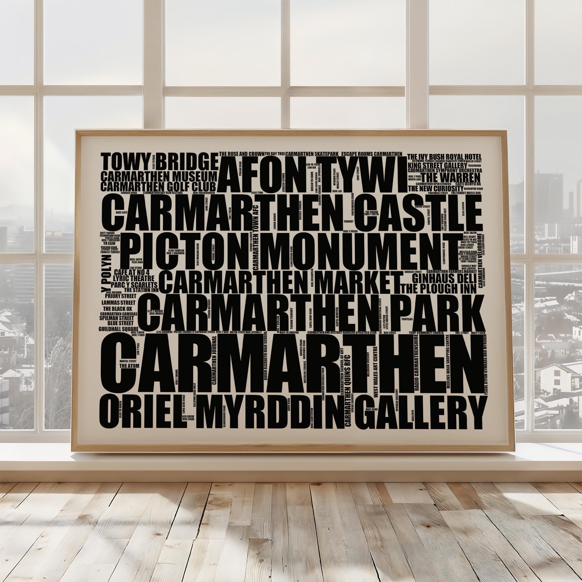 Carmarthen - Premium Typographic Word Cloud Prints, Posters & Gifts