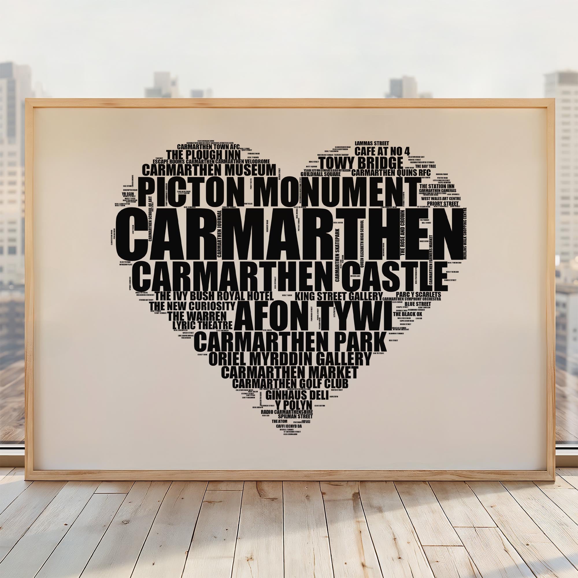 Carmarthen - Premium Typographic Word Cloud Prints, Posters & Gifts