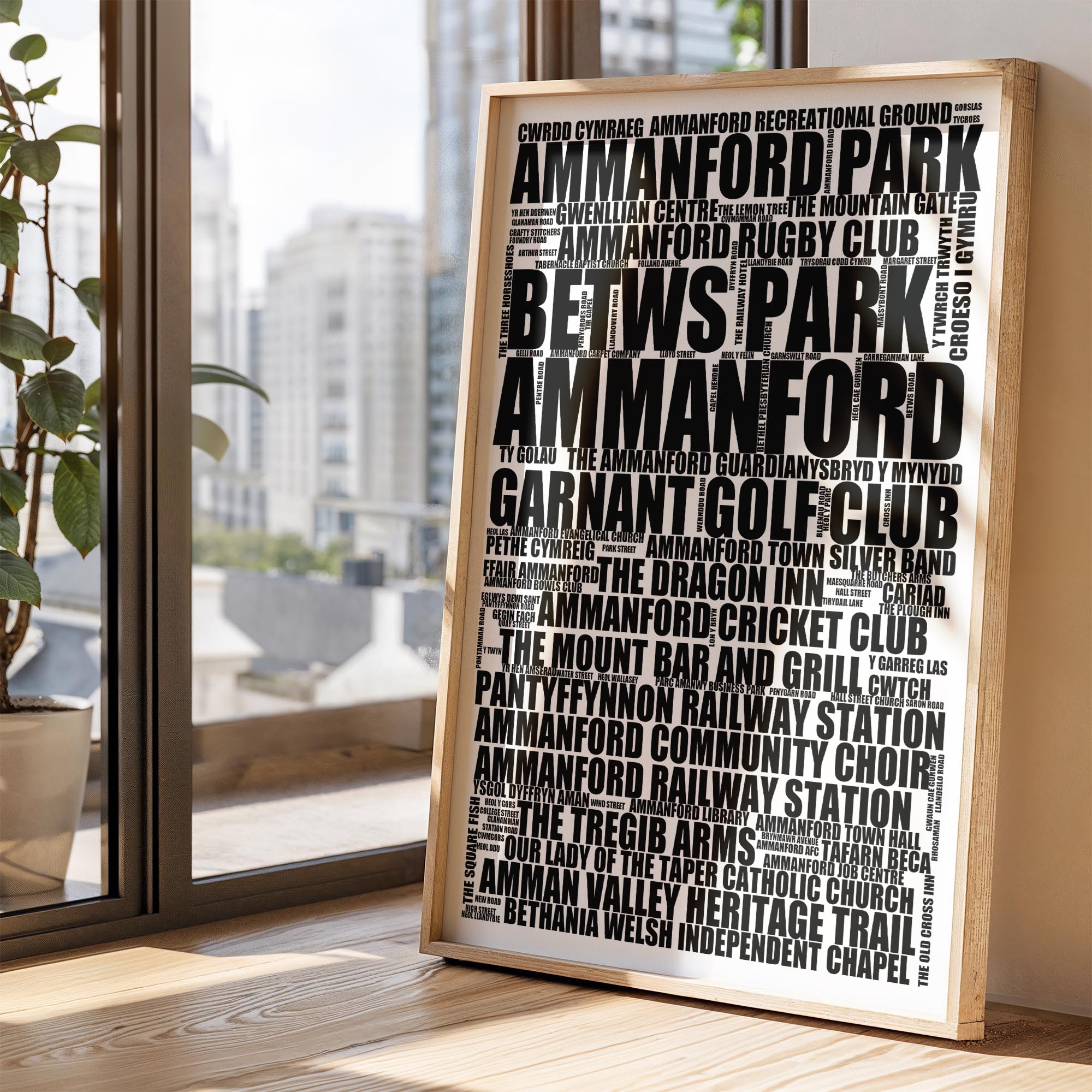 Ammanford - Premium Typographic Word Cloud Prints, Posters & Gifts