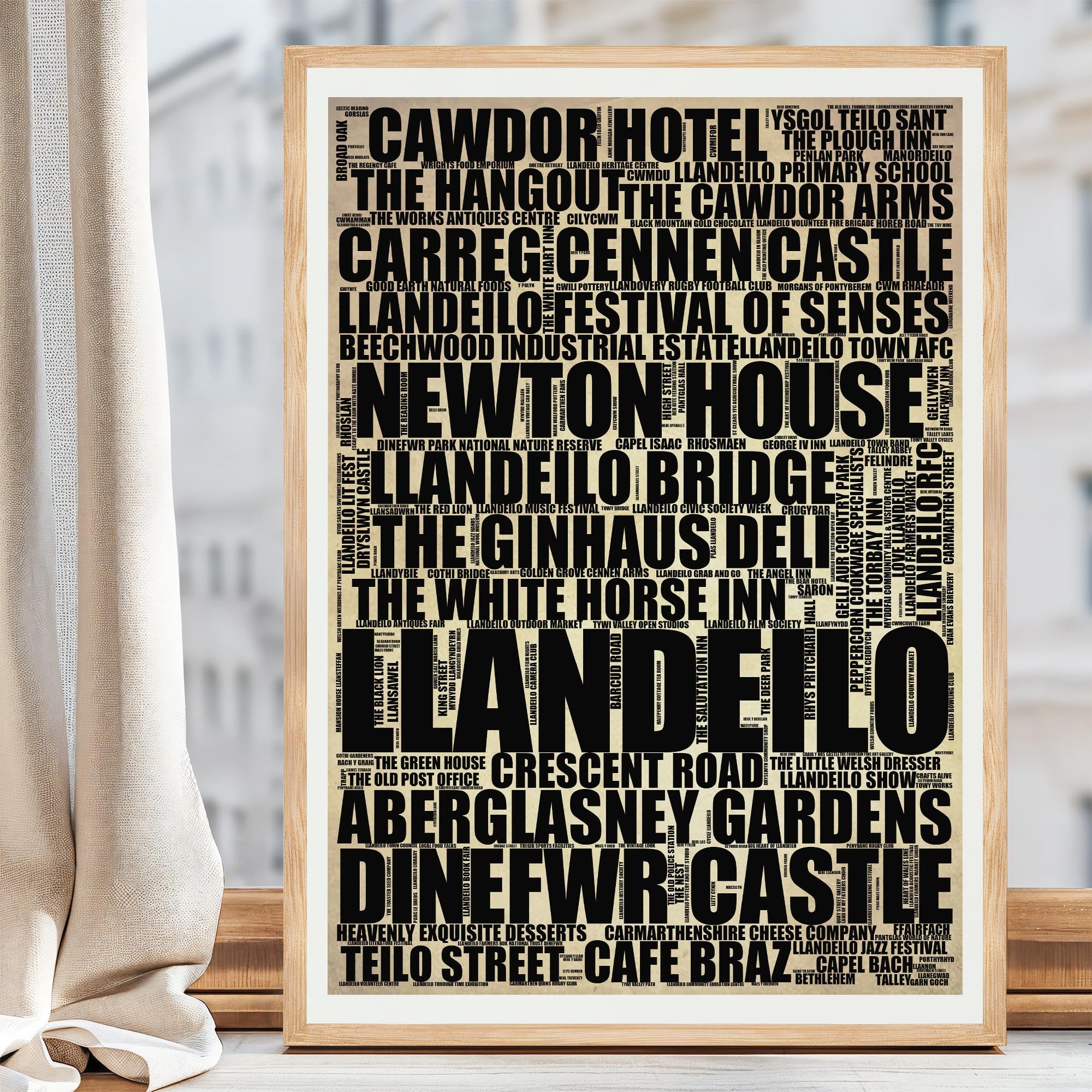 Llandeilo - Premium Typographic Word Cloud Prints, Posters & Gifts