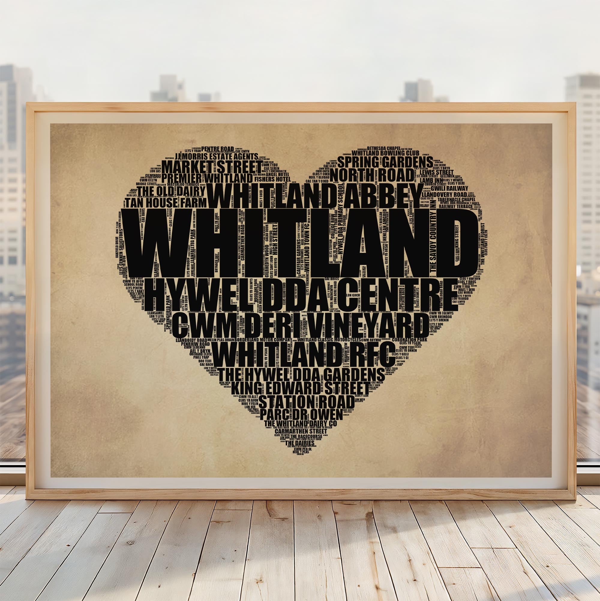 Whitland - Premium Typographic Word Cloud Prints, Posters & Gifts
