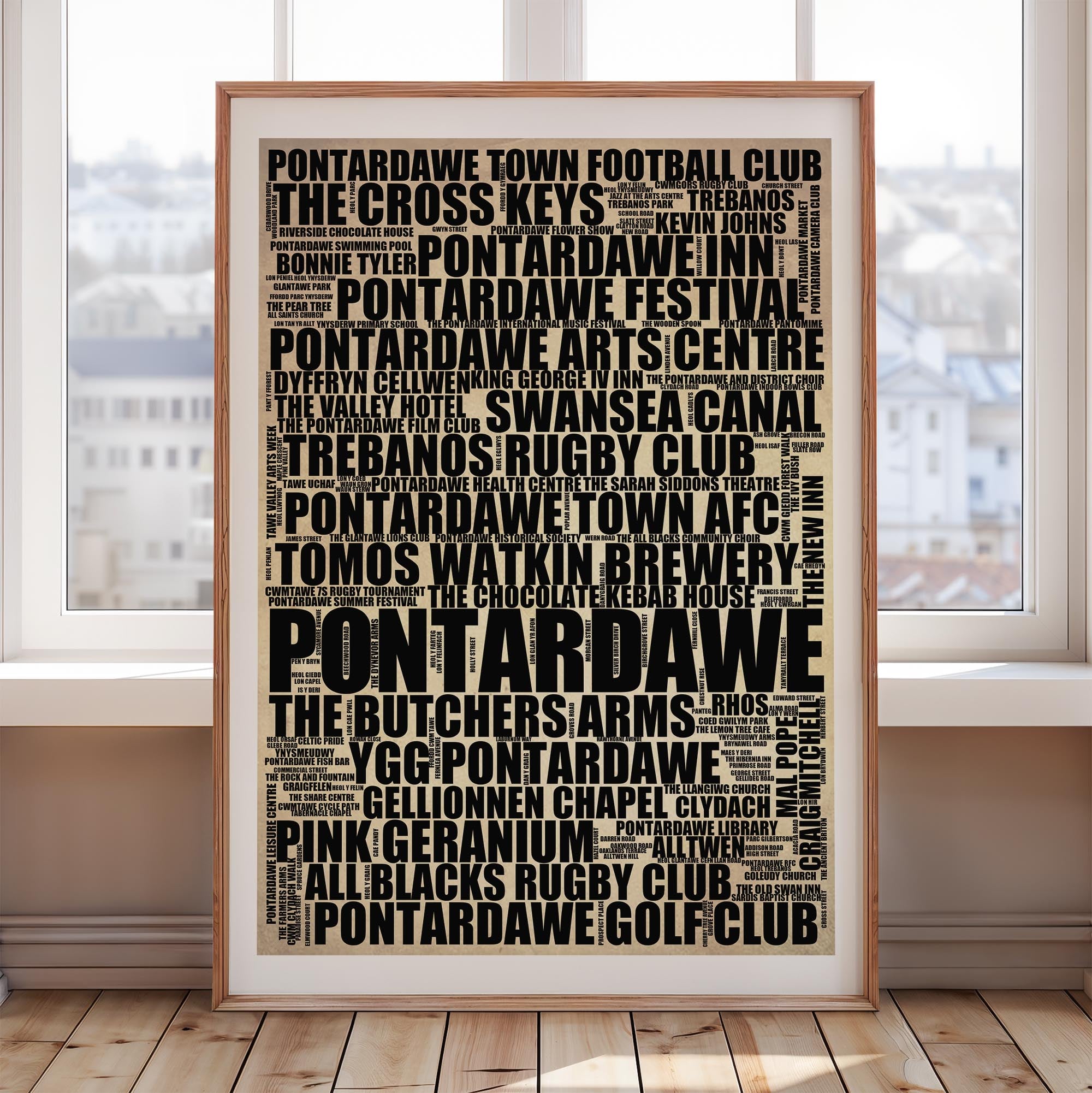 Pontardawe - Premium Typographic Word Cloud Prints, Posters & Gifts