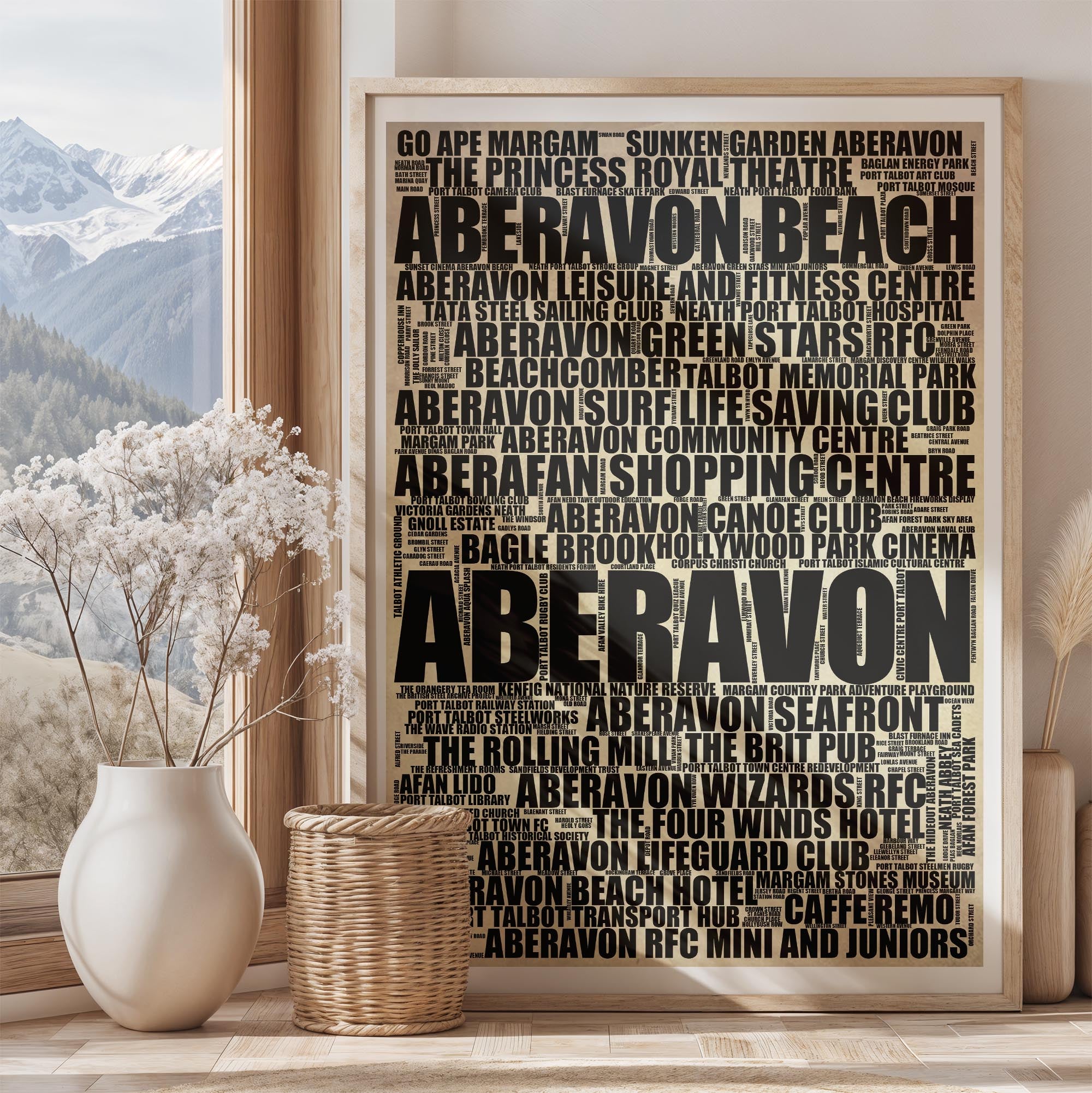 Aberavon - Premium Typographic Word Cloud Prints, Posters & Gifts