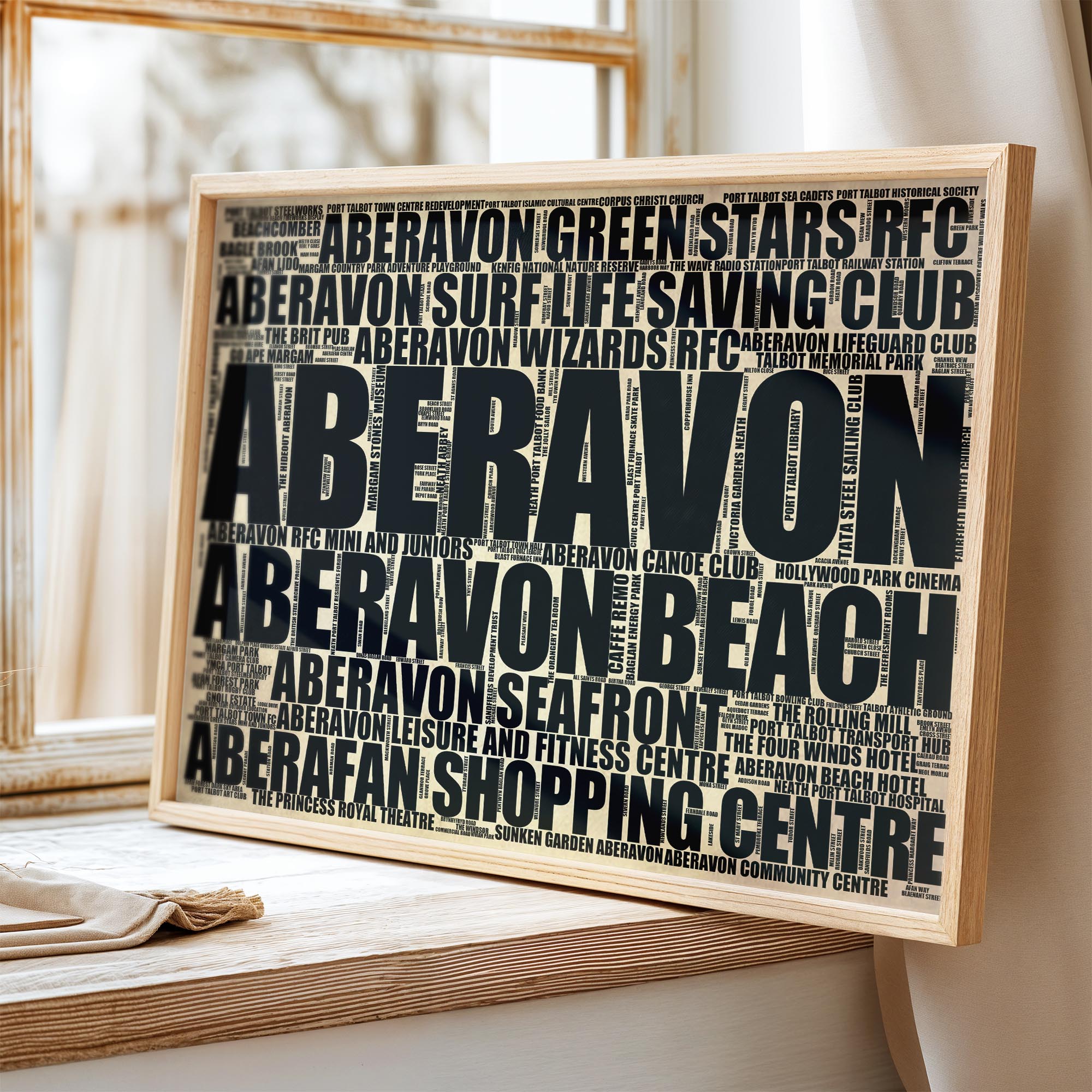 Aberavon - Premium Typographic Word Cloud Prints, Posters & Gifts