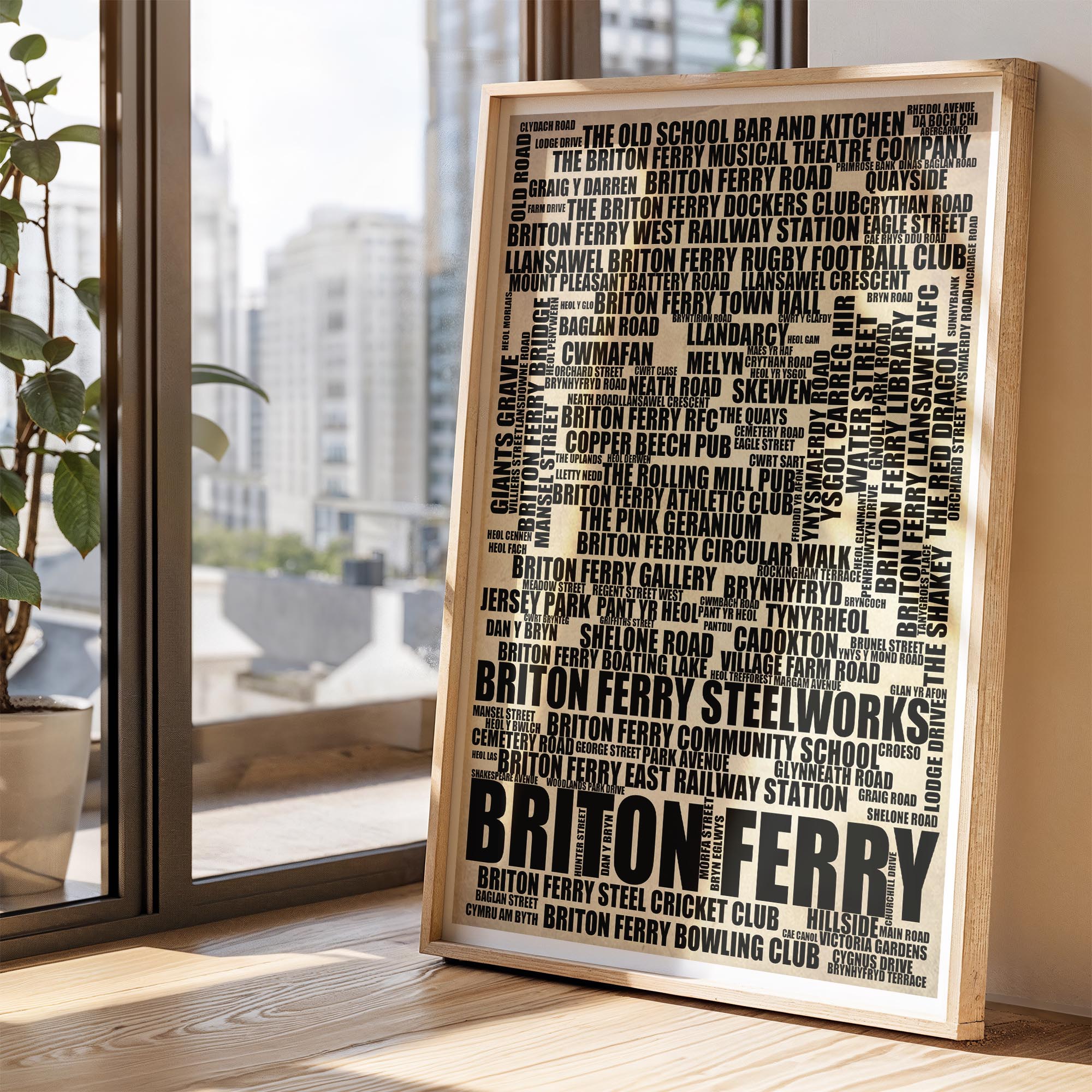 Briton Ferry - Premium Typographic Word Cloud Prints, Posters & Gifts