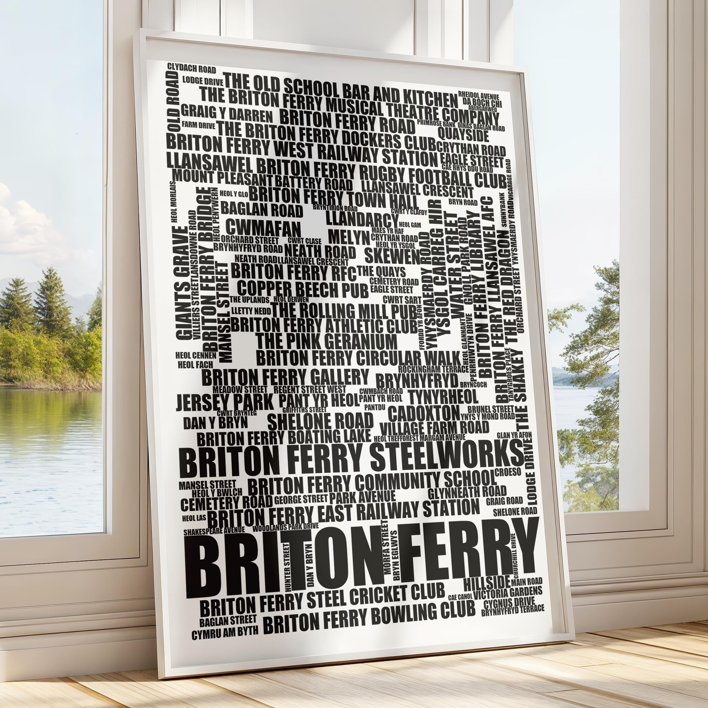 Briton Ferry - Premium Typographic Word Cloud Prints, Posters & Gifts