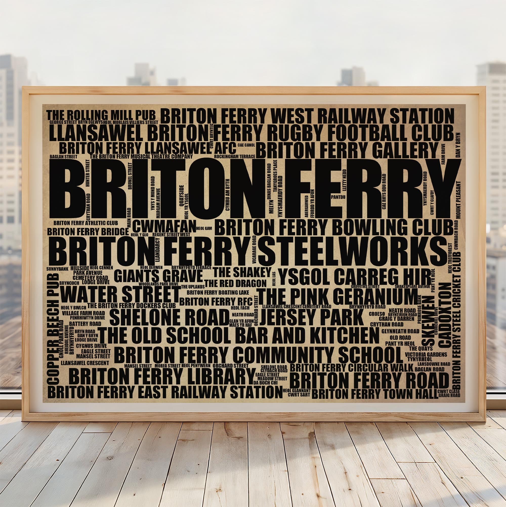 Briton Ferry - Premium Typographic Word Cloud Prints, Posters & Gifts