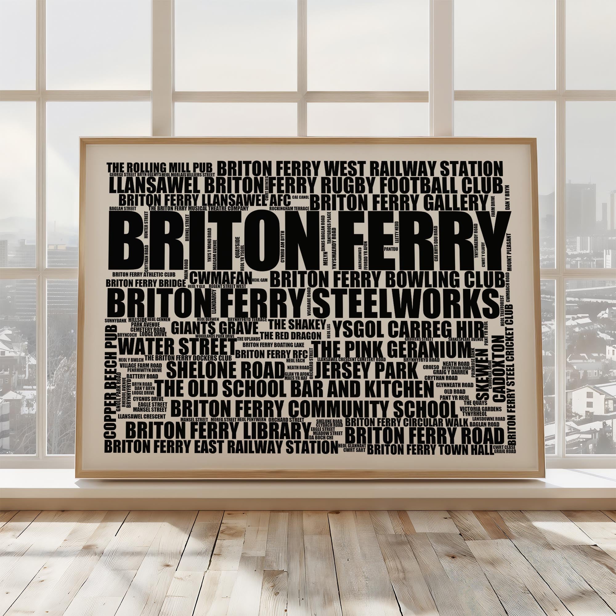 Briton Ferry - Premium Typographic Word Cloud Prints, Posters & Gifts