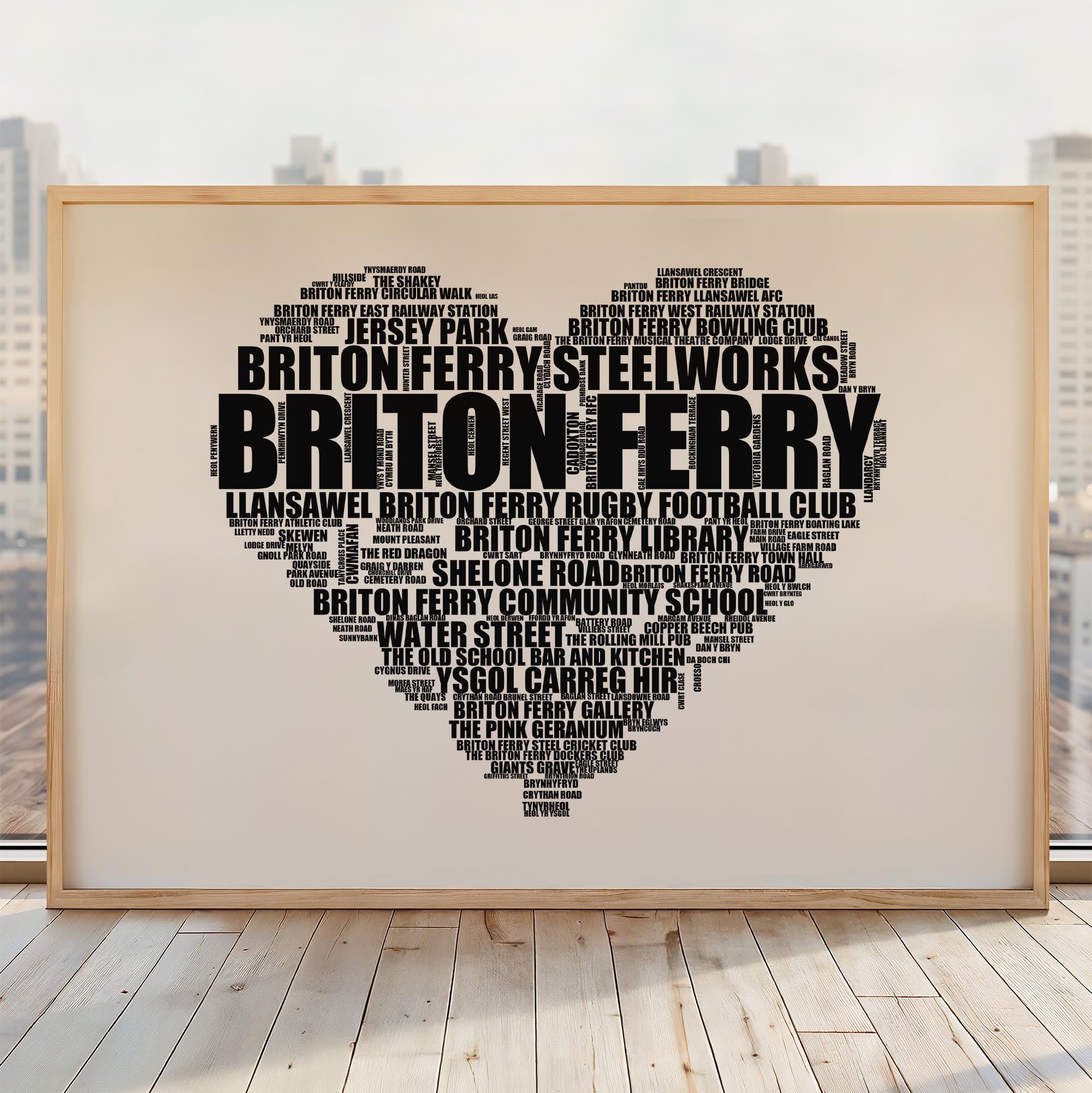 Briton Ferry - Premium Typographic Word Cloud Prints, Posters & Gifts