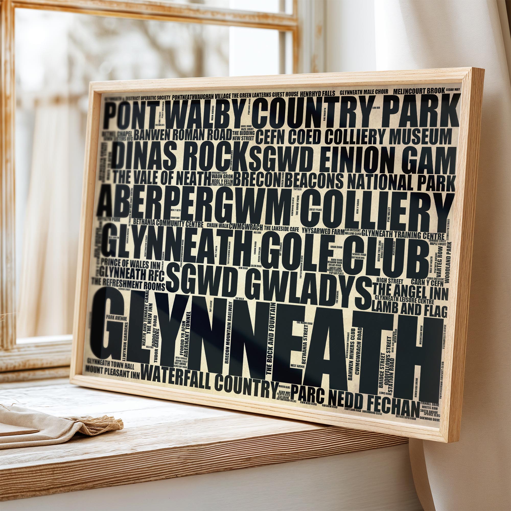 Glynneath - Premium Typographic Word Cloud Prints, Posters & Gifts