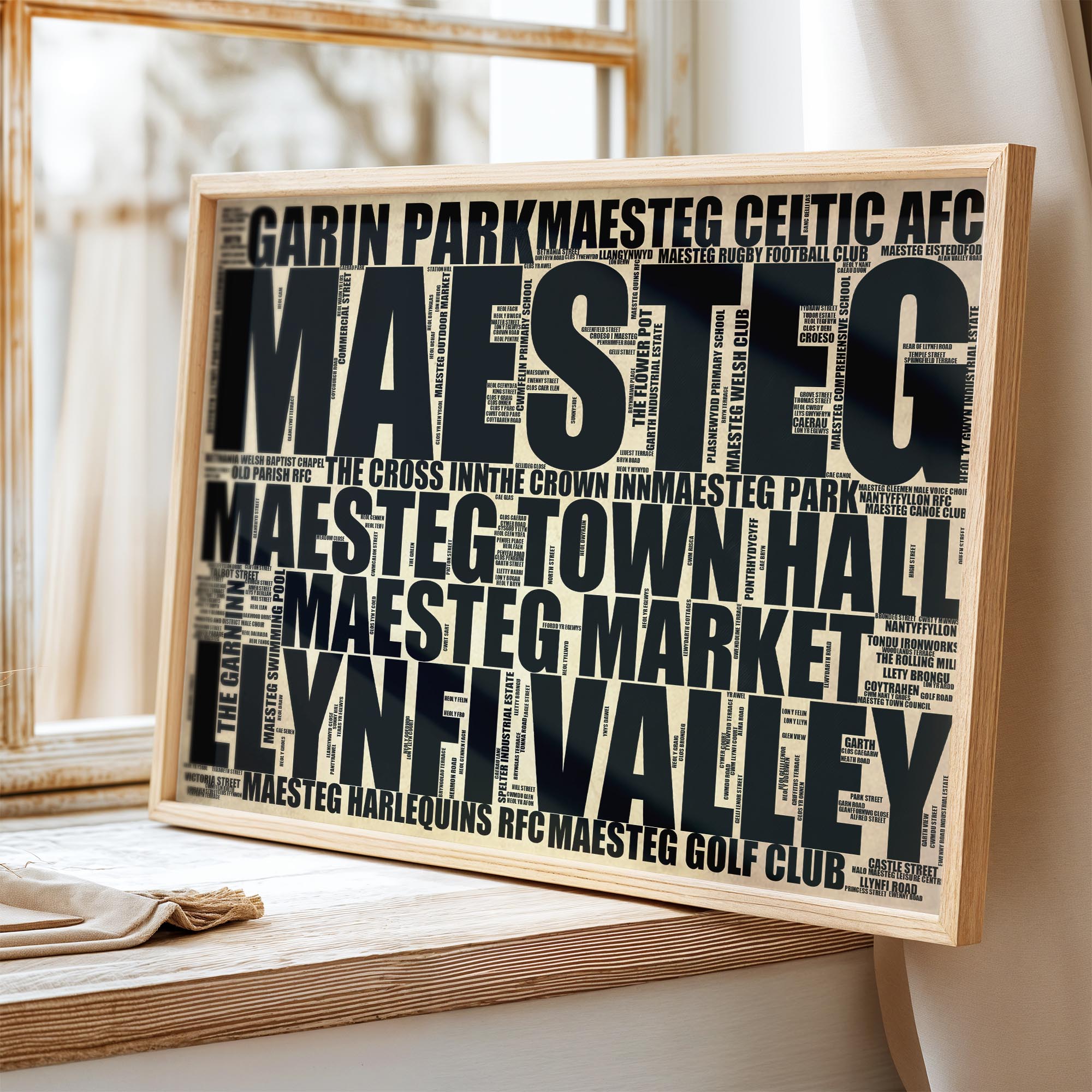 Maesteg - Premium Typographic Word Cloud Prints, Posters & Gifts