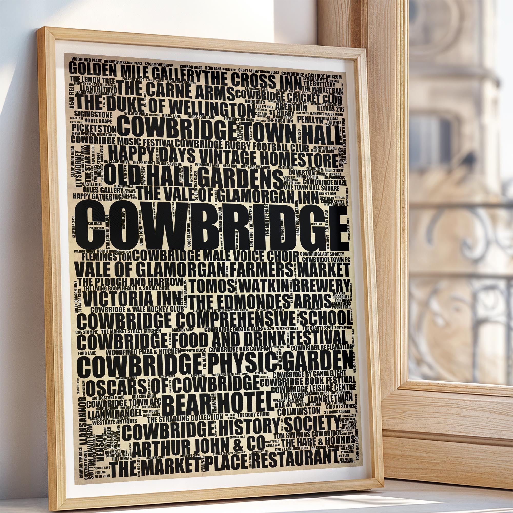 Cowbridge - Premium Typographic Word Cloud Prints, Posters & Gifts