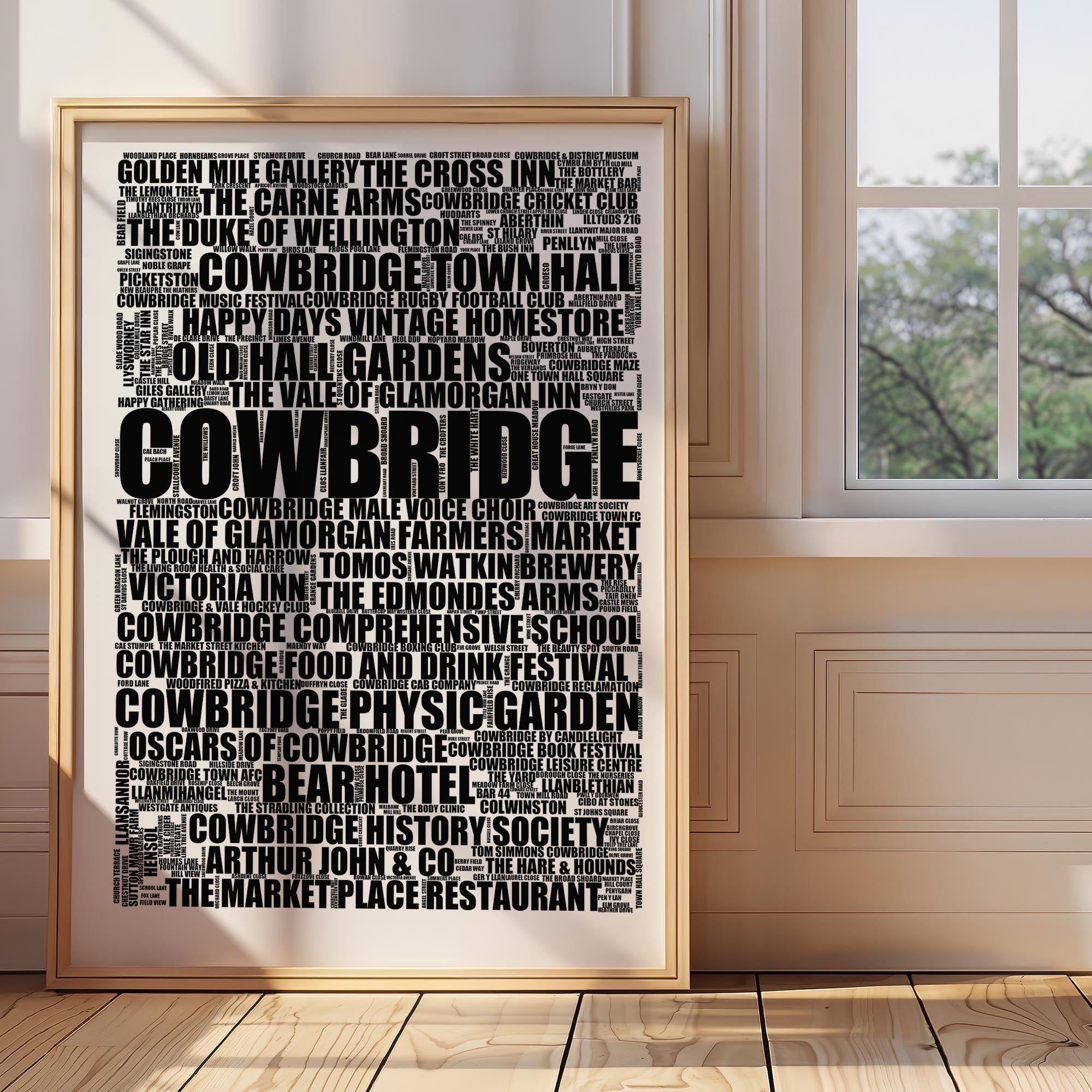 Cowbridge - Premium Typographic Word Cloud Prints, Posters & Gifts