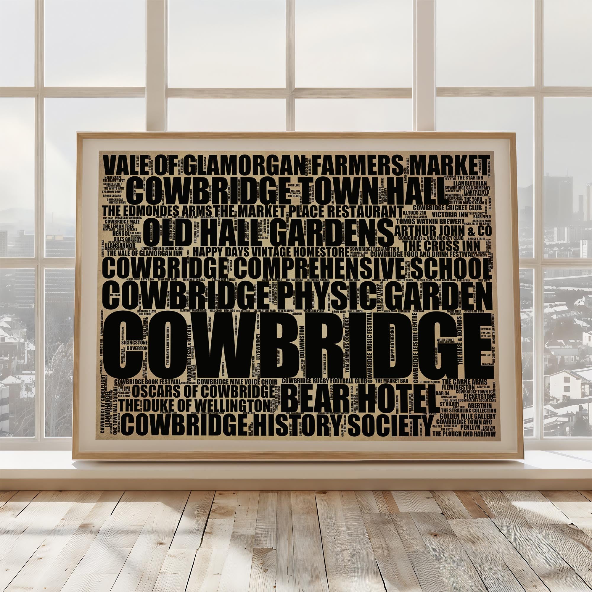 Cowbridge - Premium Typographic Word Cloud Prints, Posters & Gifts