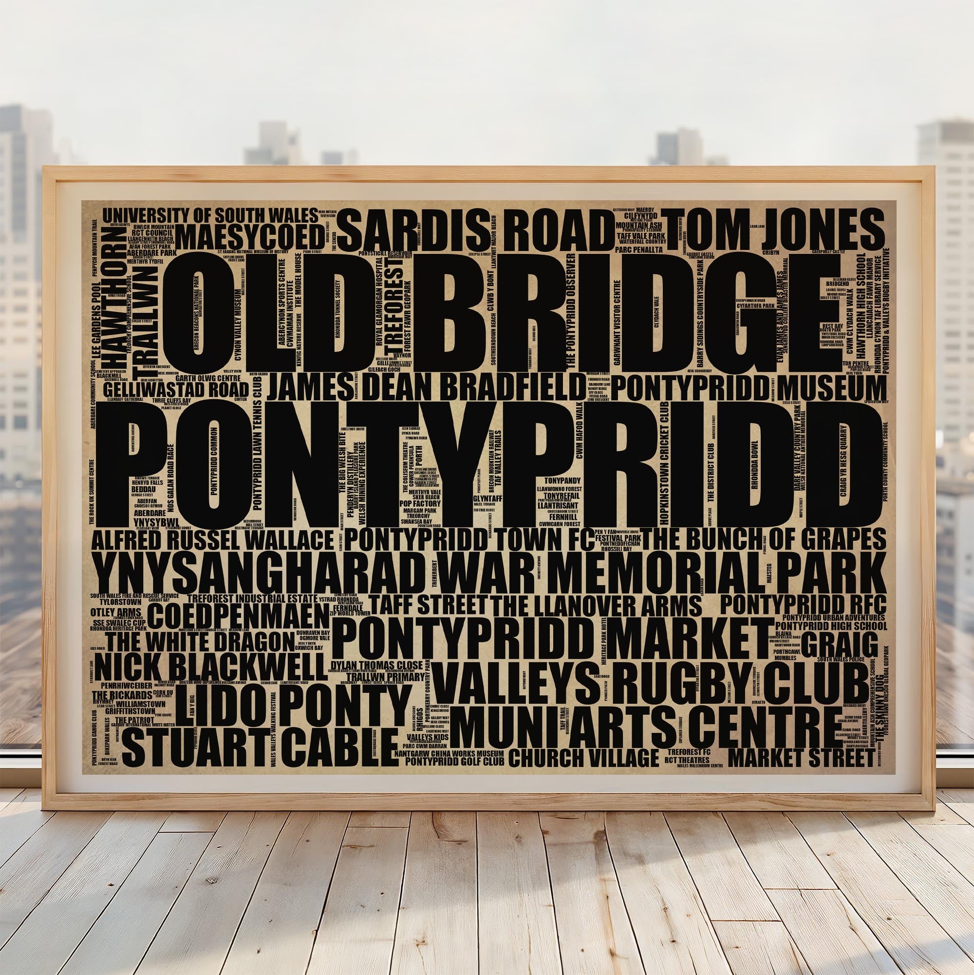 Pontypridd - Premium Typographic Word Cloud Prints, Posters & Gifts