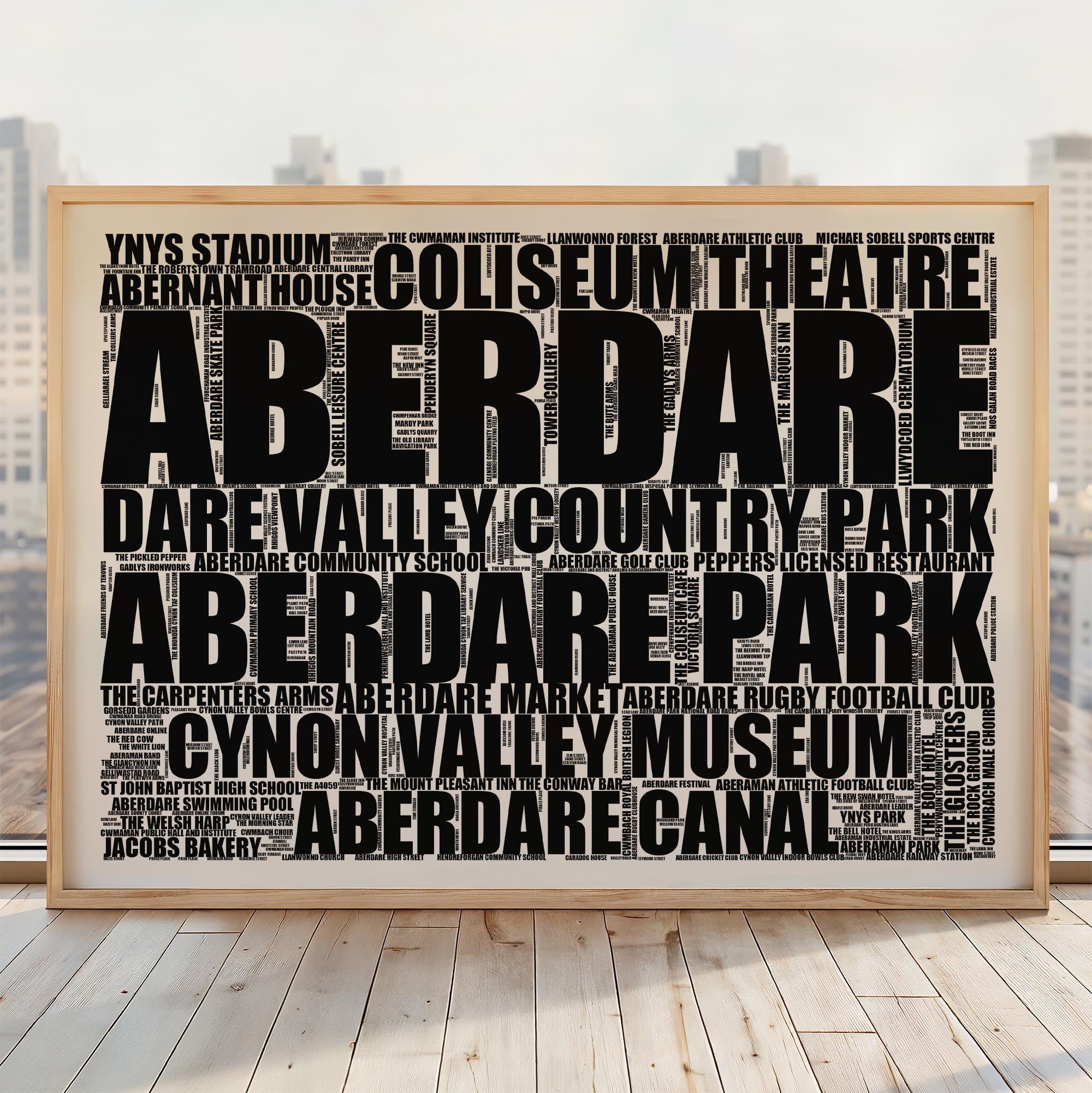 Aberdare - Premium Typographic Word Cloud Prints, Posters & Gifts