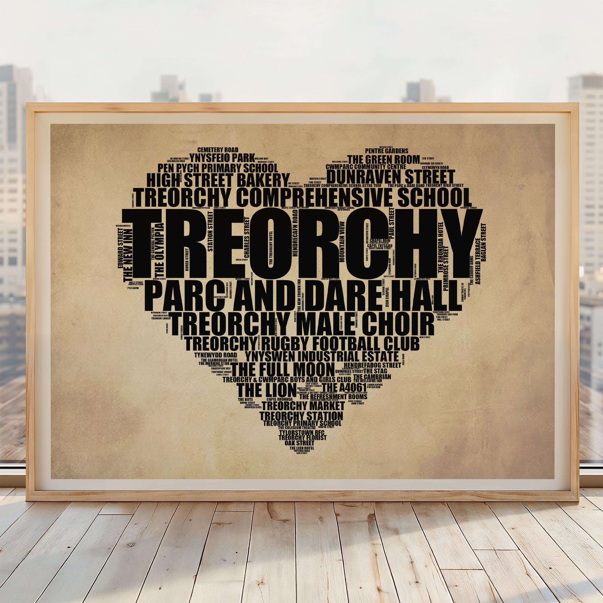 Treorchy - Premium Typographic Word Cloud Prints, Posters & Gifts
