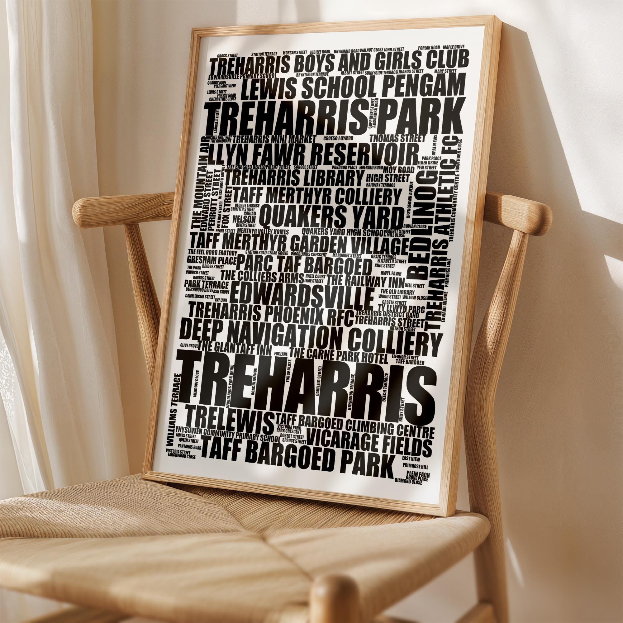 Treharris - Premium Typographic Word Cloud Prints, Posters & Gifts