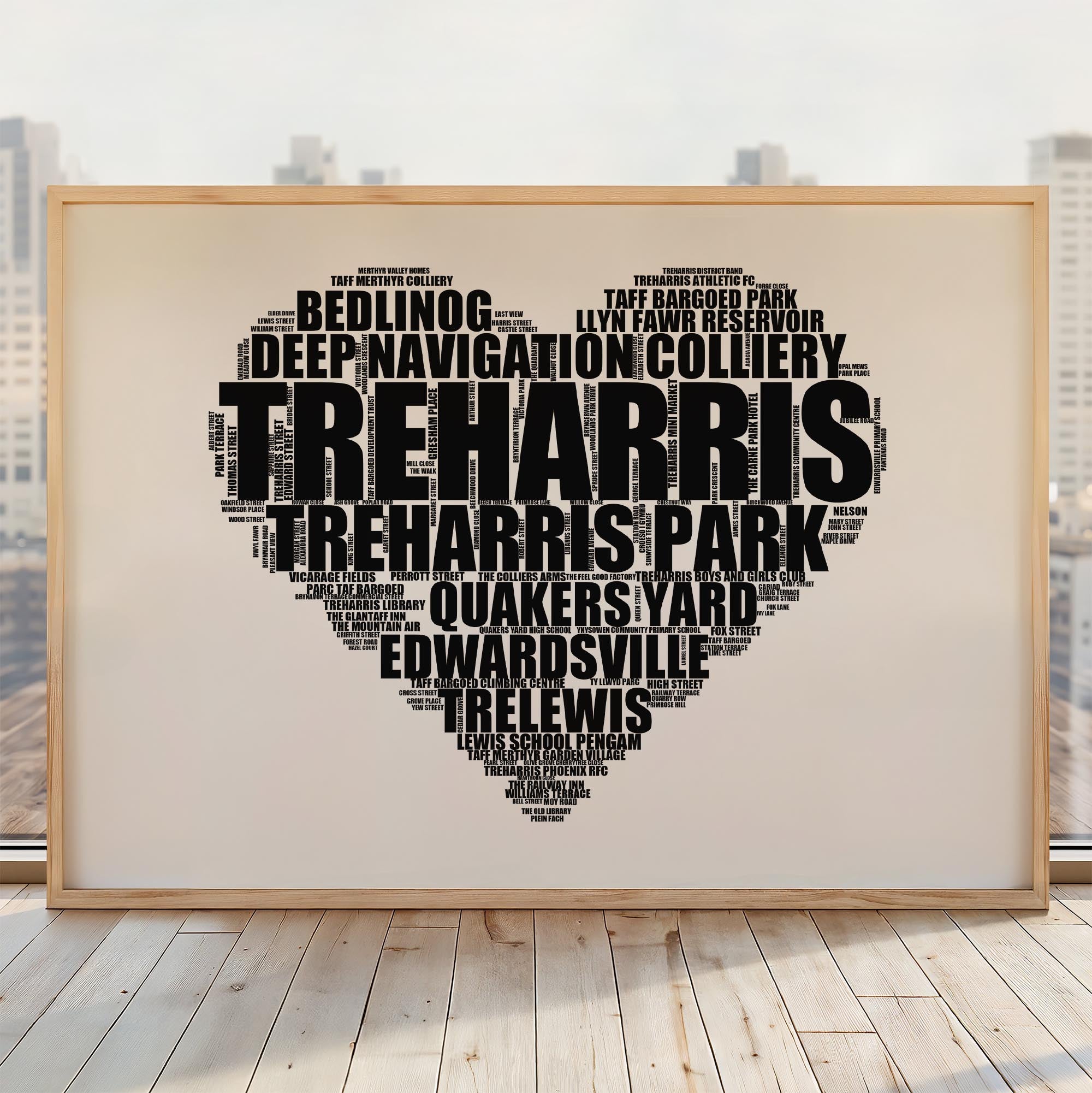 Treharris - Premium Typographic Word Cloud Prints, Posters & Gifts