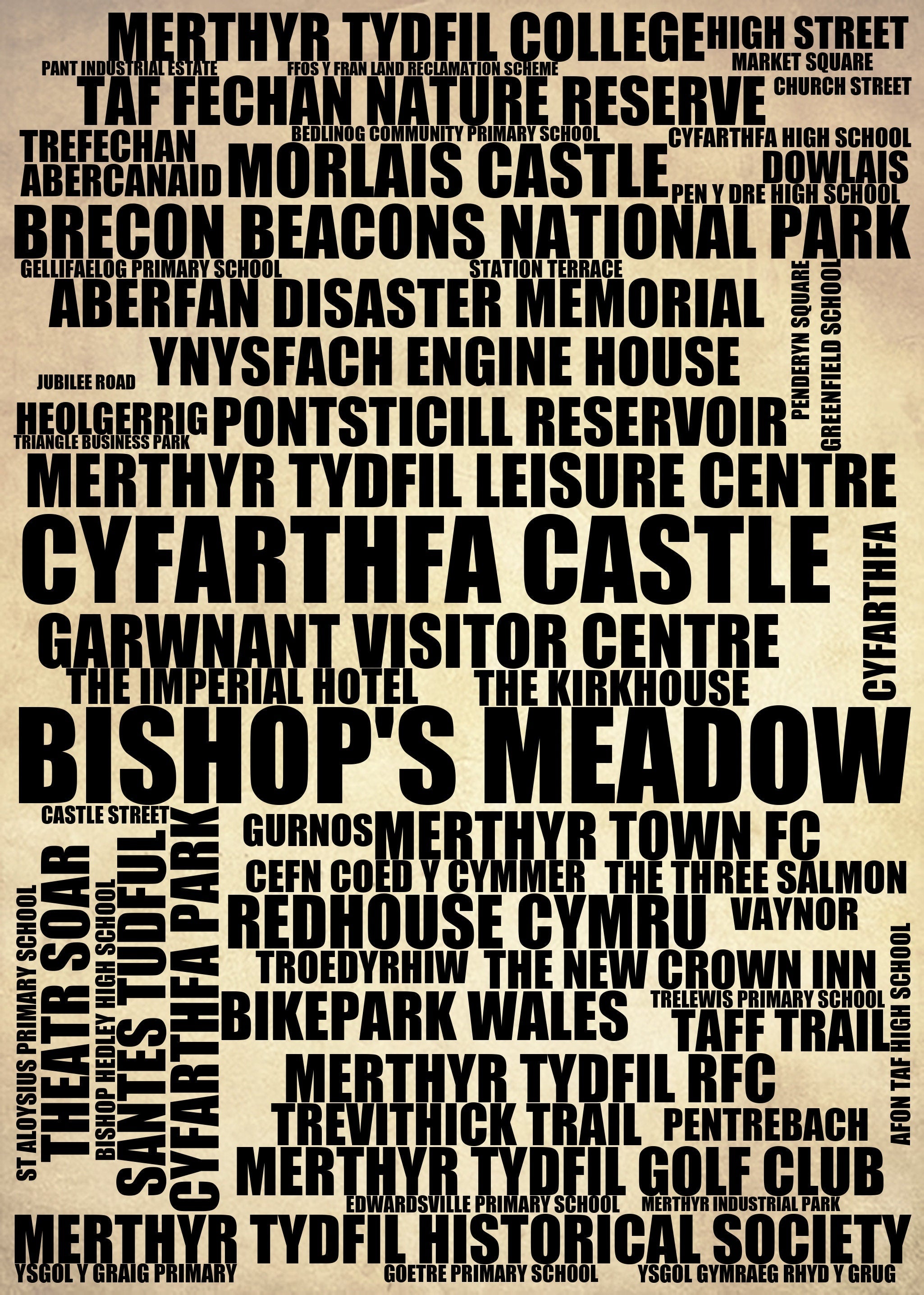 Bishop's Meadow - Premium Typographic Word Cloud Prints, Posters & Gifts