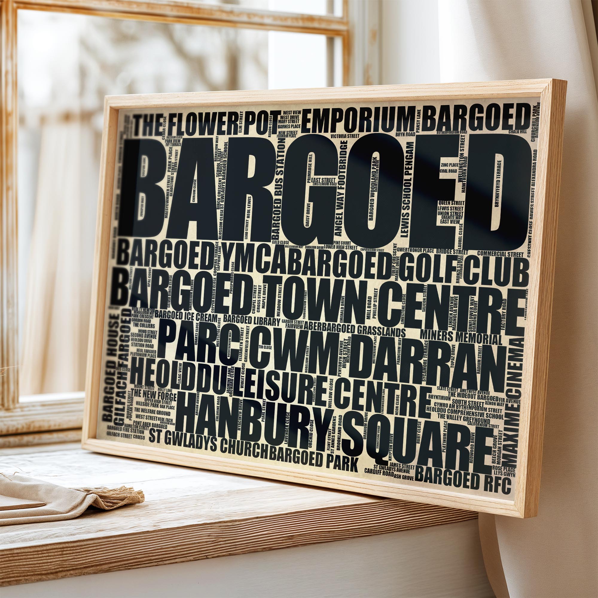 Bargoed - Premium Typographic Word Cloud Prints, Posters & Gifts