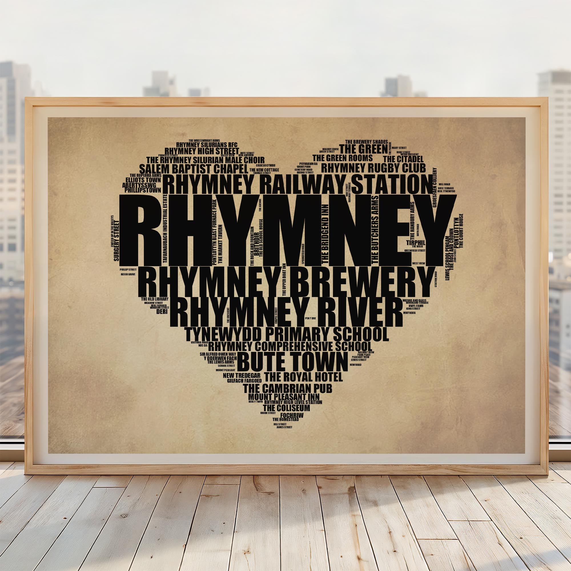 Rhymney - Premium Typographic Word Cloud Prints, Posters & Gifts