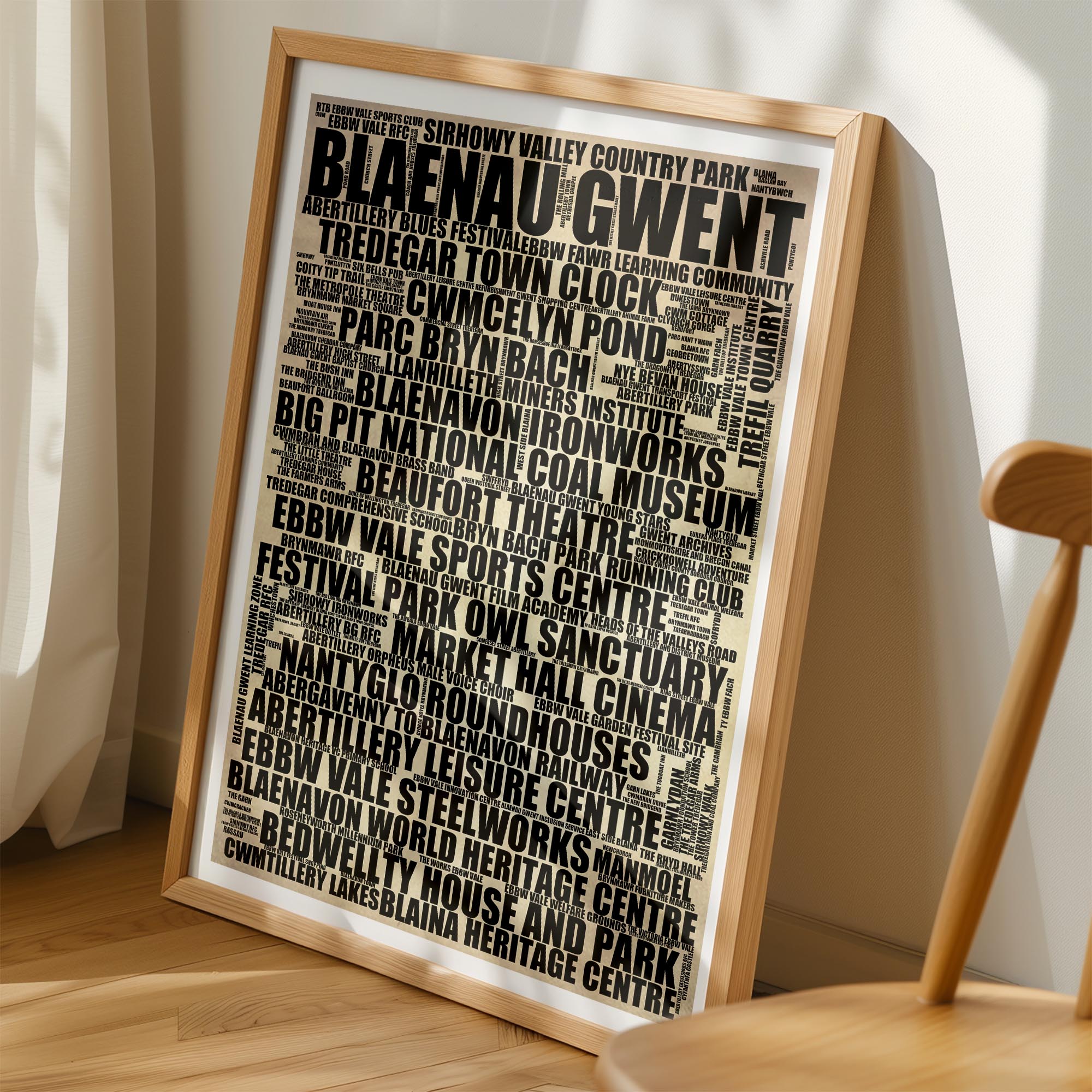 Blaenau Gwent - Premium Typographic Word Cloud Prints, Posters & Gifts