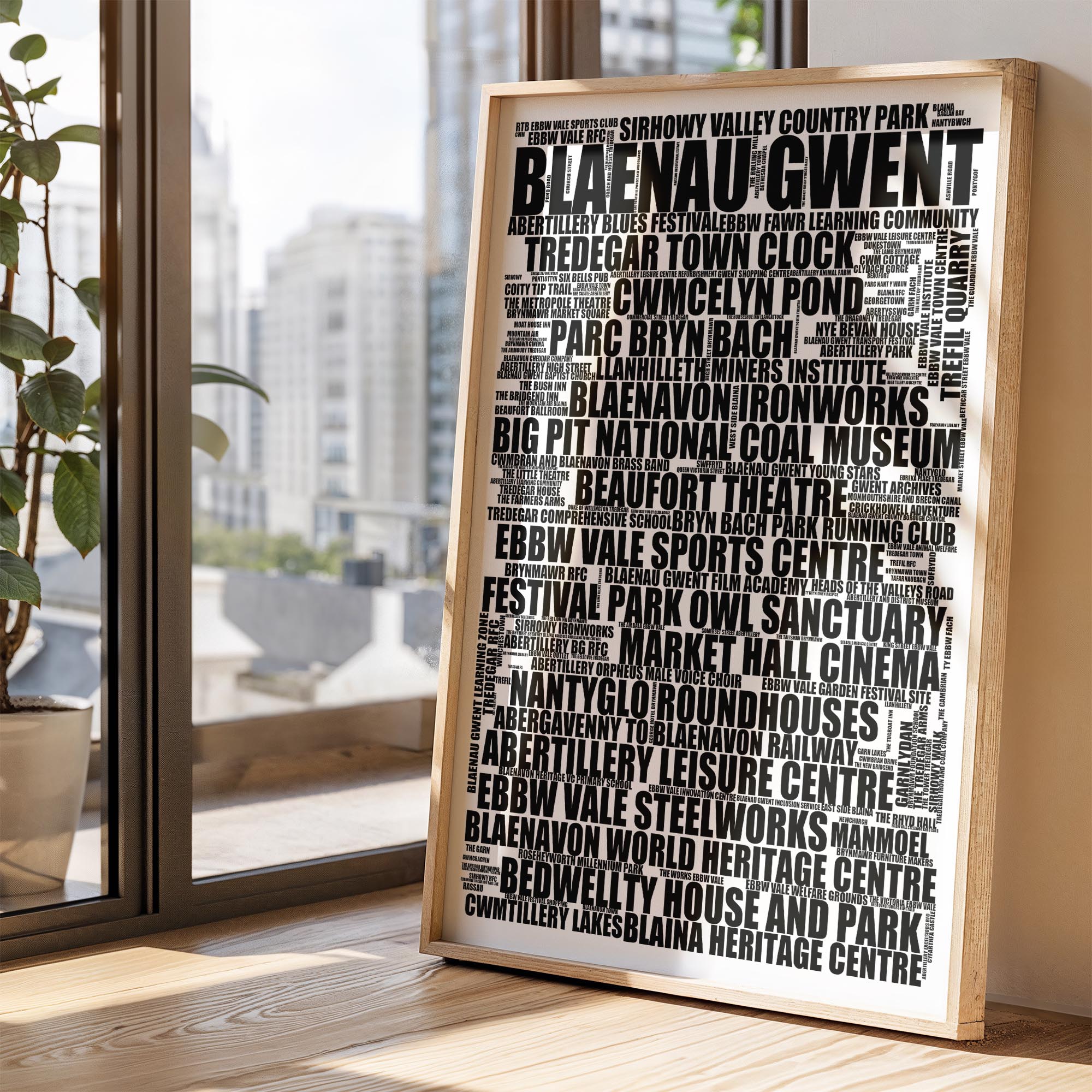 Blaenau Gwent - Premium Typographic Word Cloud Prints, Posters & Gifts