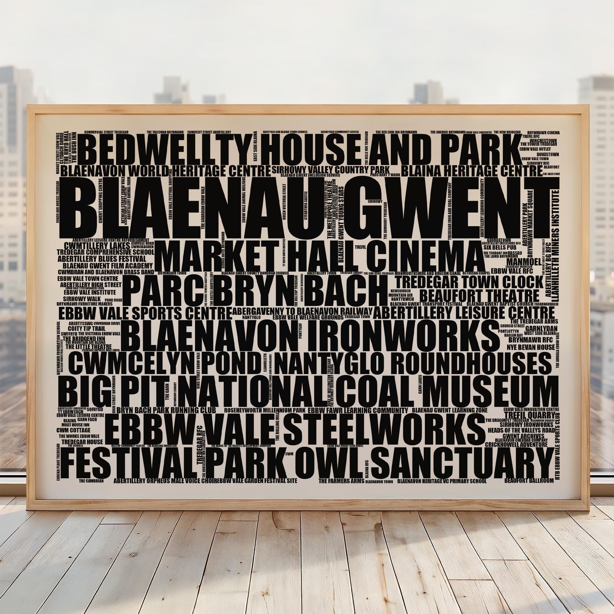 Blaenau Gwent - Premium Typographic Word Cloud Prints, Posters & Gifts