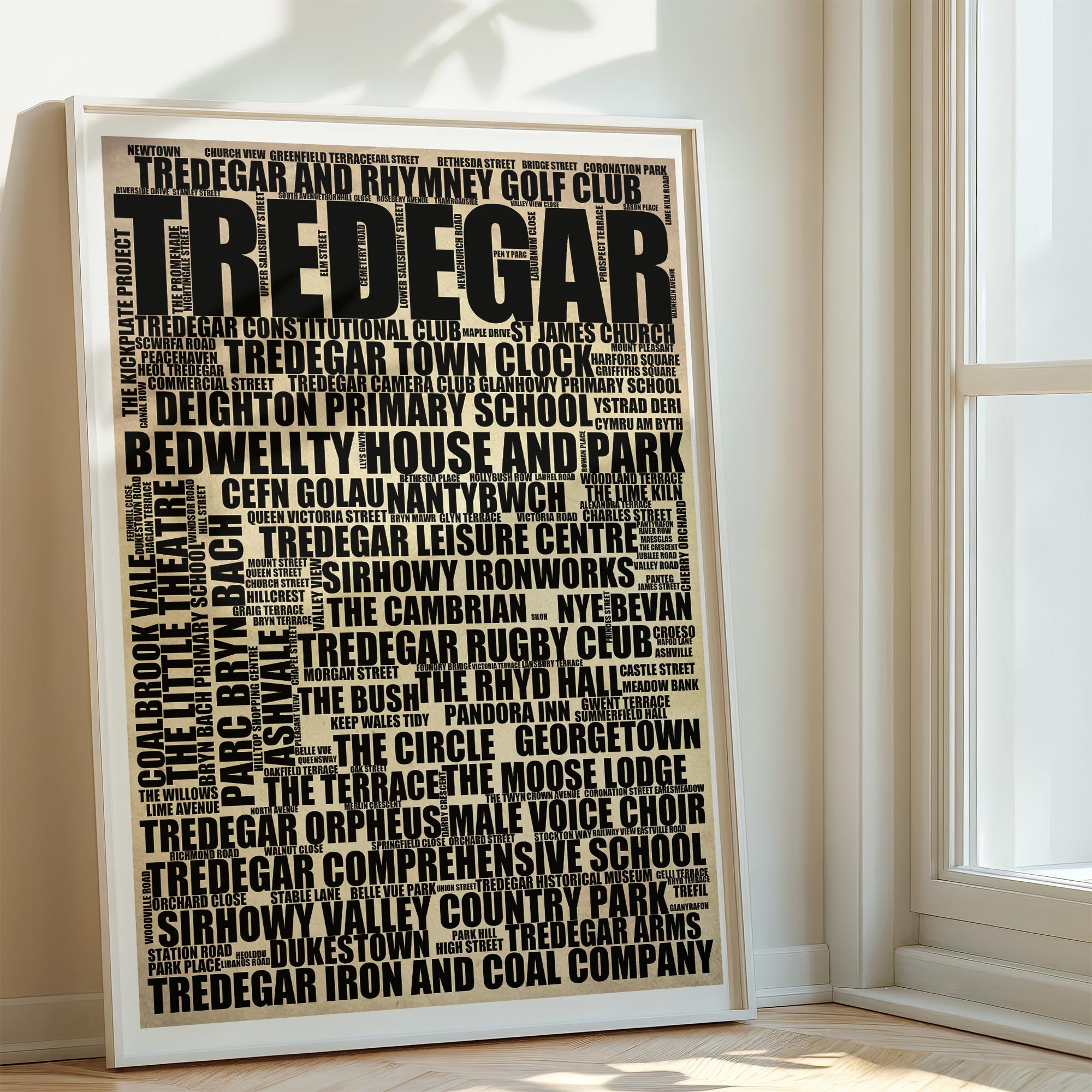 Tredegar - Premium Typographic Word Cloud Prints, Posters & Gifts