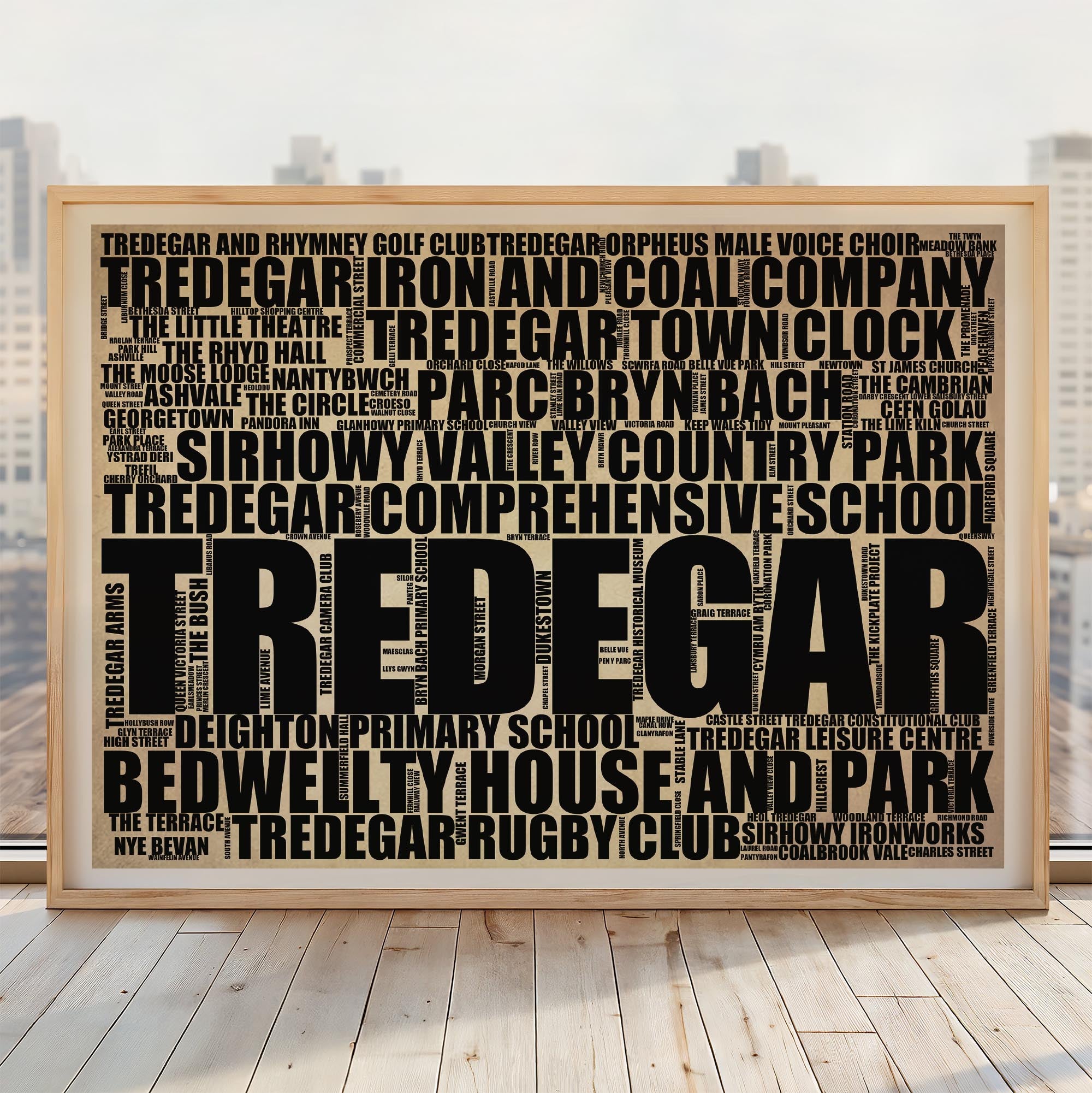 Tredegar - Premium Typographic Word Cloud Prints, Posters & Gifts