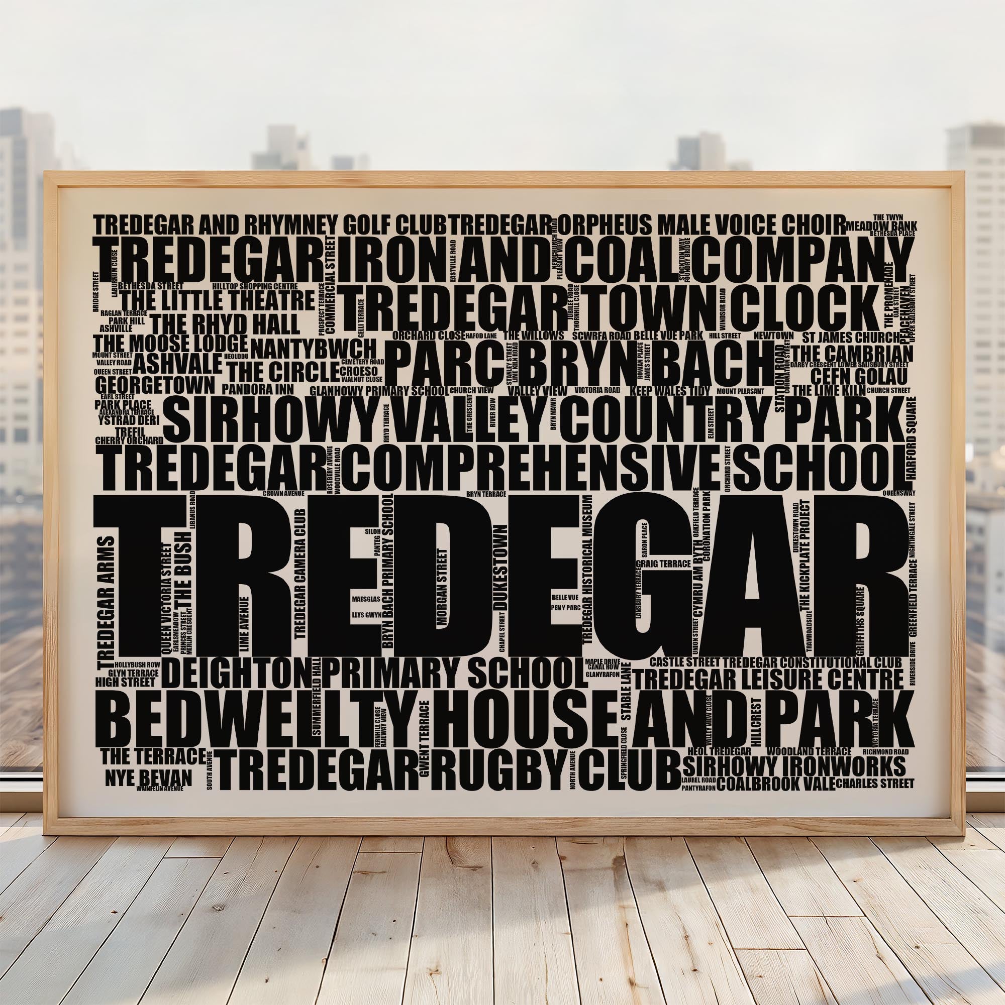 Tredegar - Premium Typographic Word Cloud Prints, Posters & Gifts