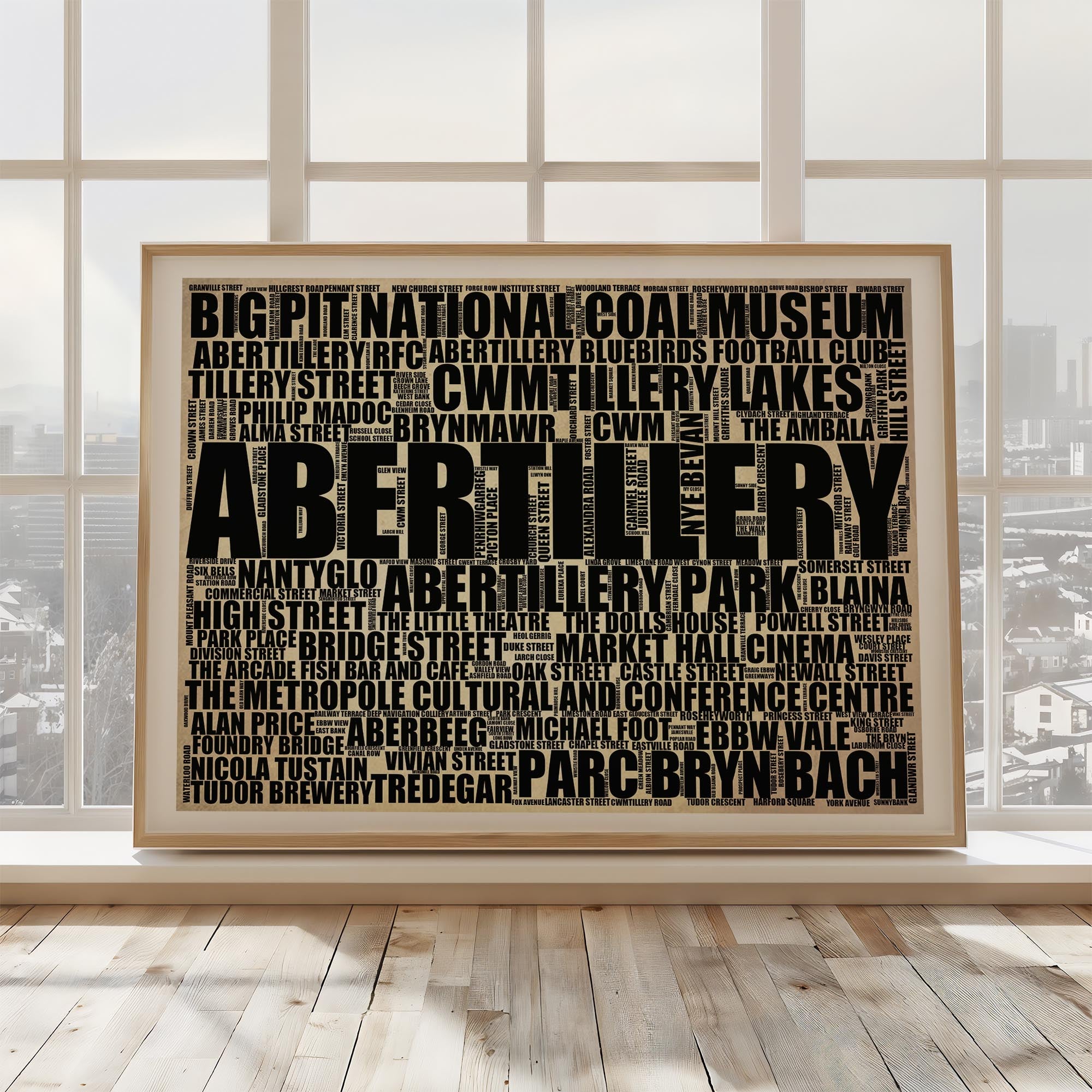 Abertillery - Premium Typographic Word Cloud Prints, Posters & Gifts