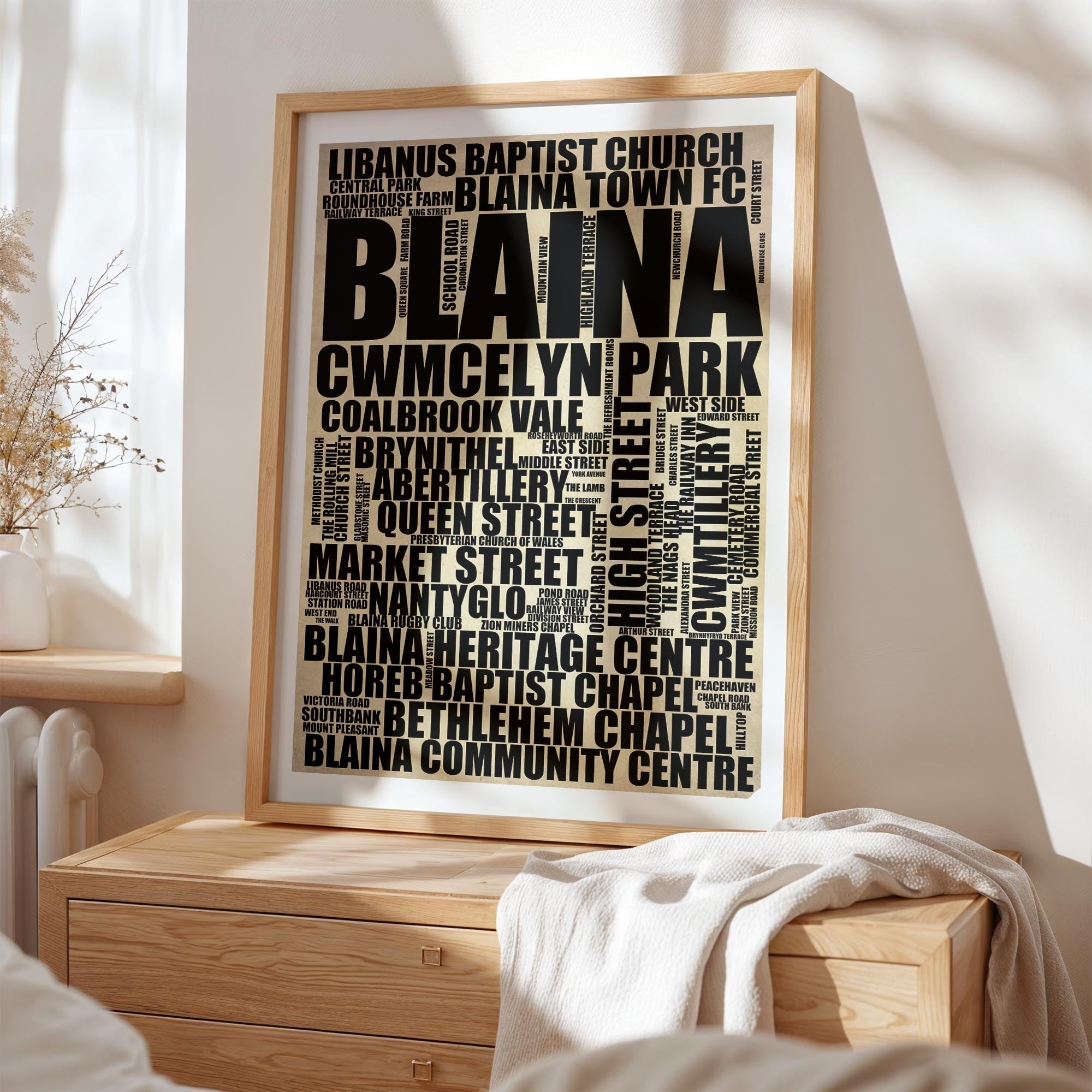 Blaina - Premium Typographic Word Cloud Prints, Posters & Gifts