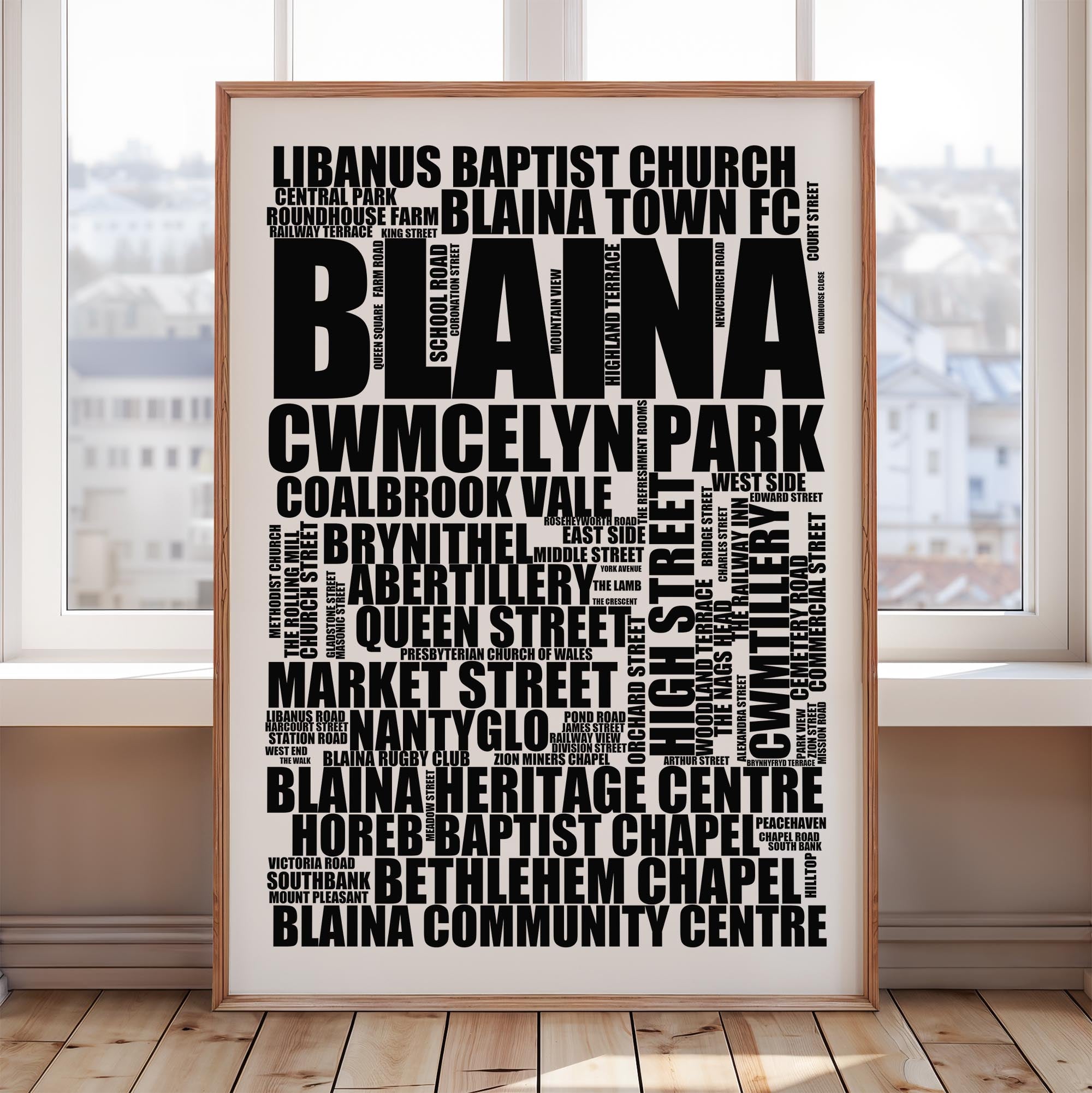 Blaina - Premium Typographic Word Cloud Prints, Posters & Gifts